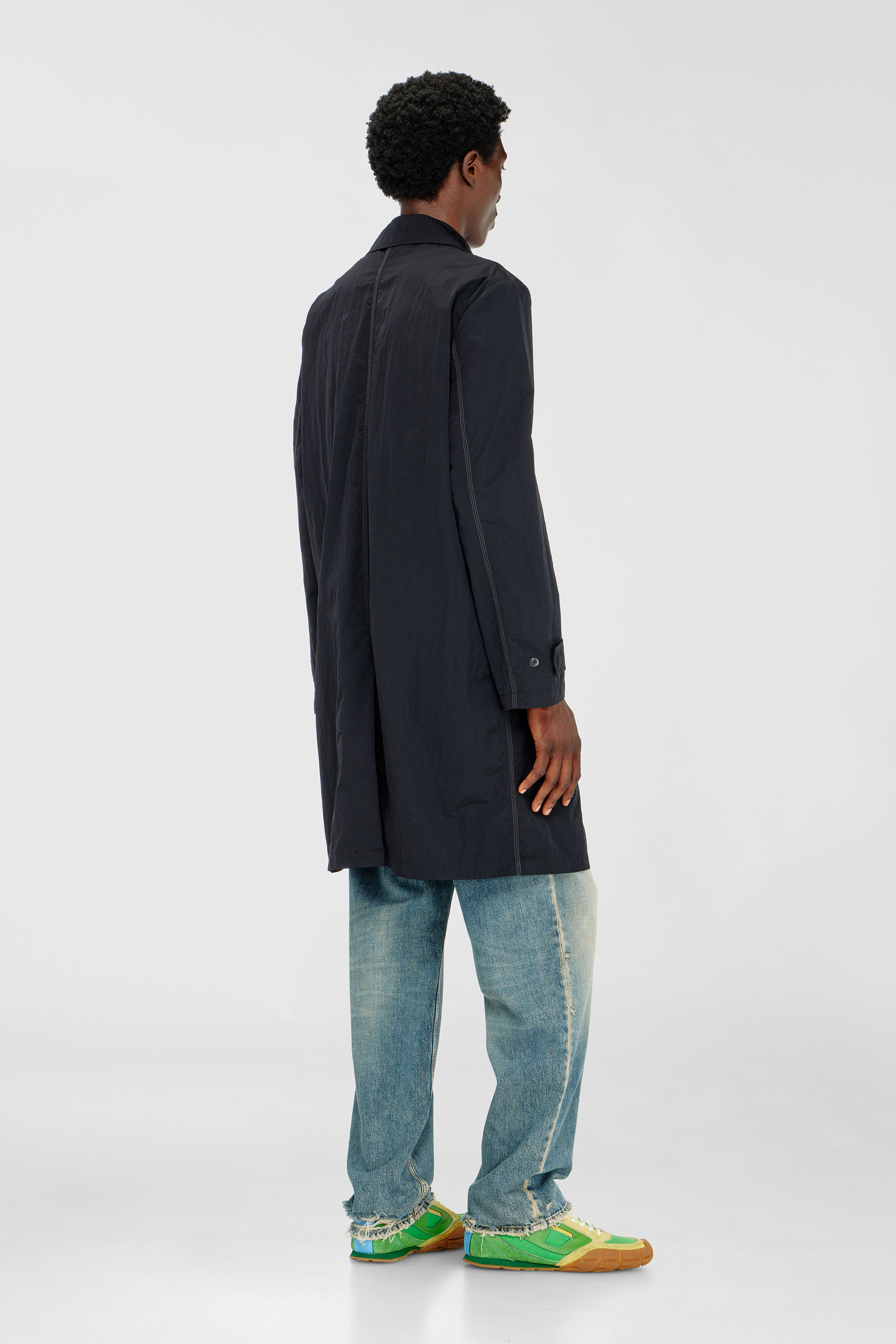 Diesel - J-BURHAT, Man's Nylon coat with shiny crinkle finish in Black - 4