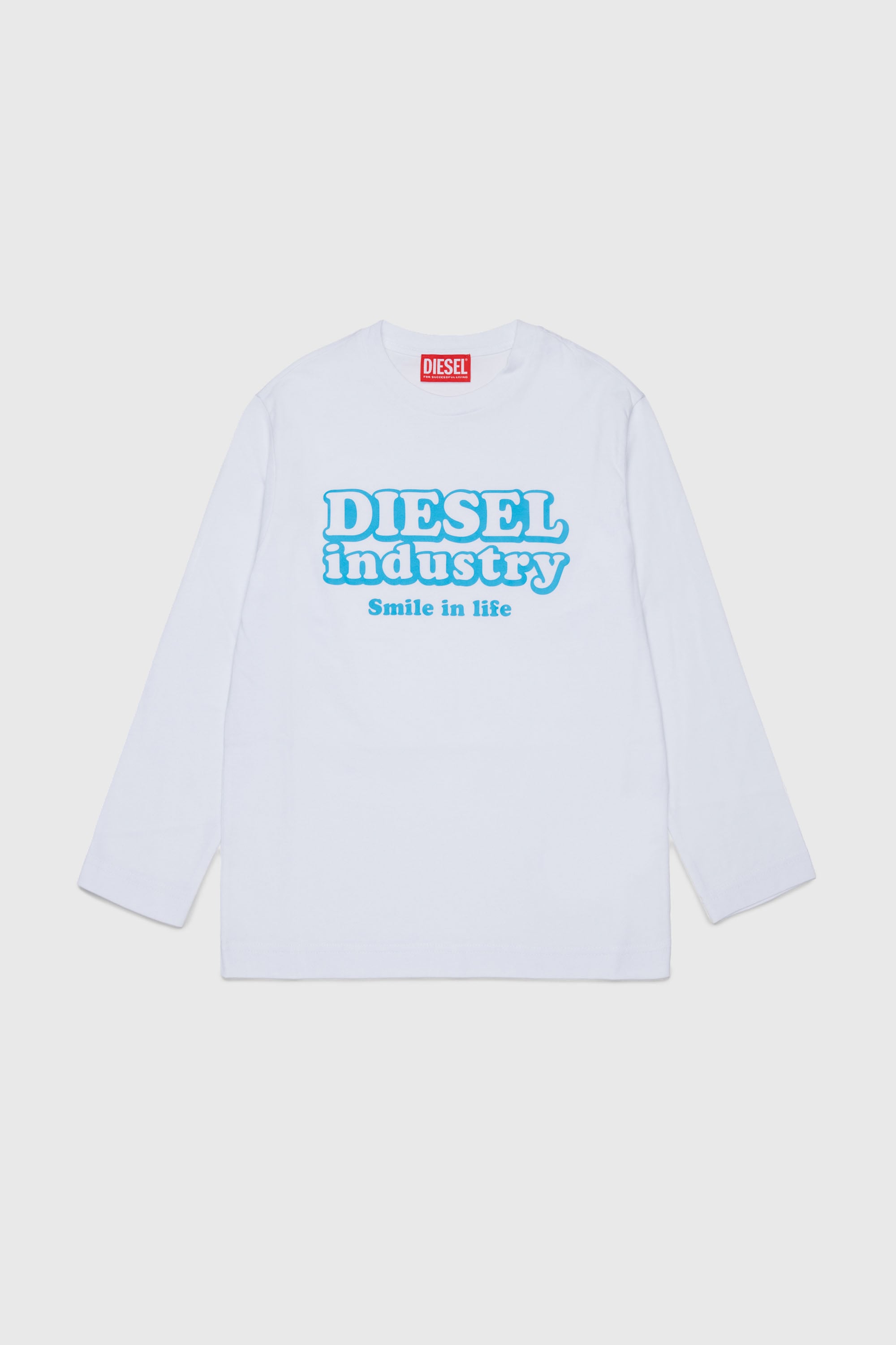 Diesel - TLODIMLS OVER, Man's Long-sleeve T-shirt with Diesel Industry print in White - 1