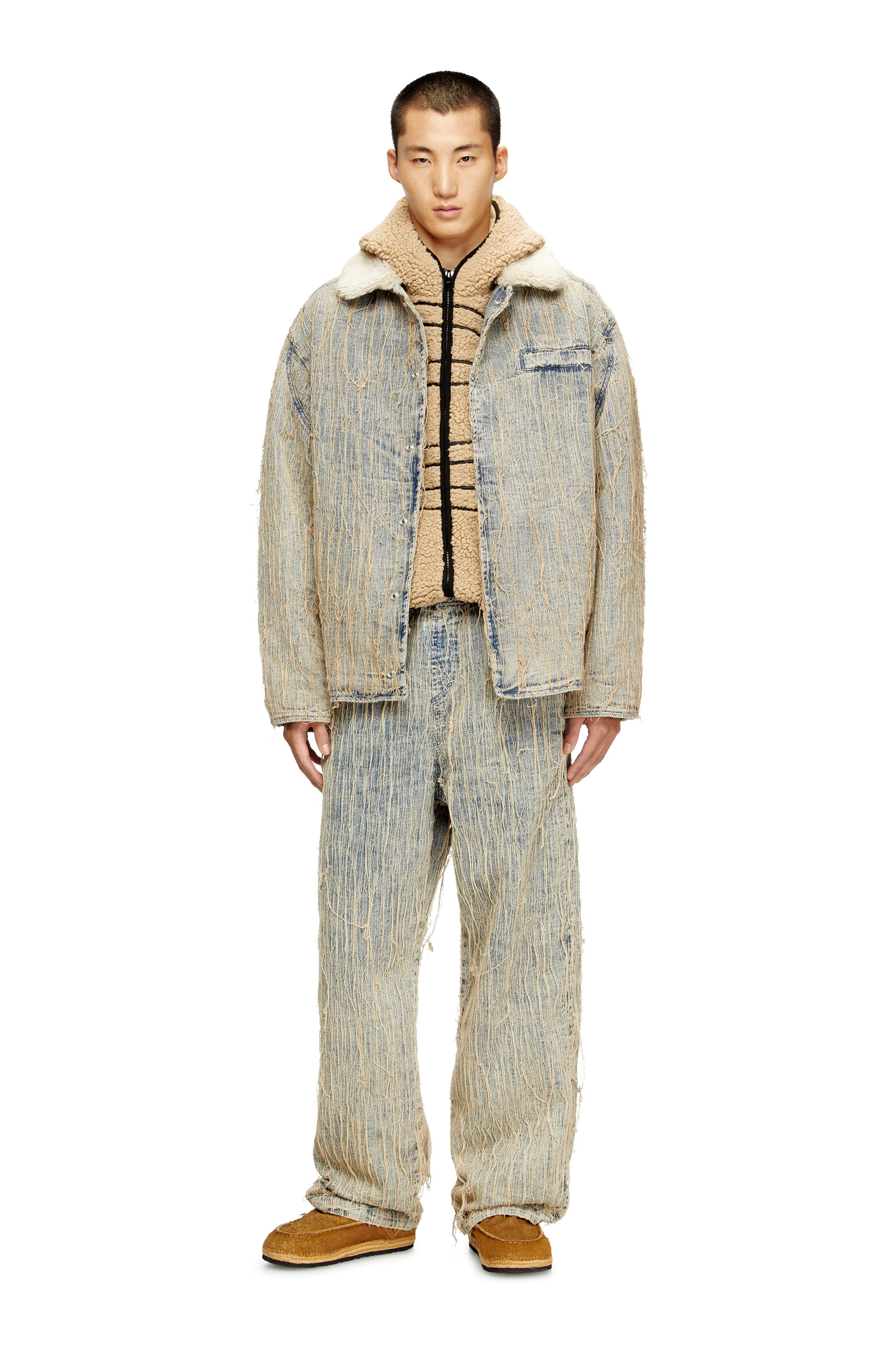 Diesel - D-IVAR-S, Man's Jacket in floating-thread jacquard denim in Light Blue - 1