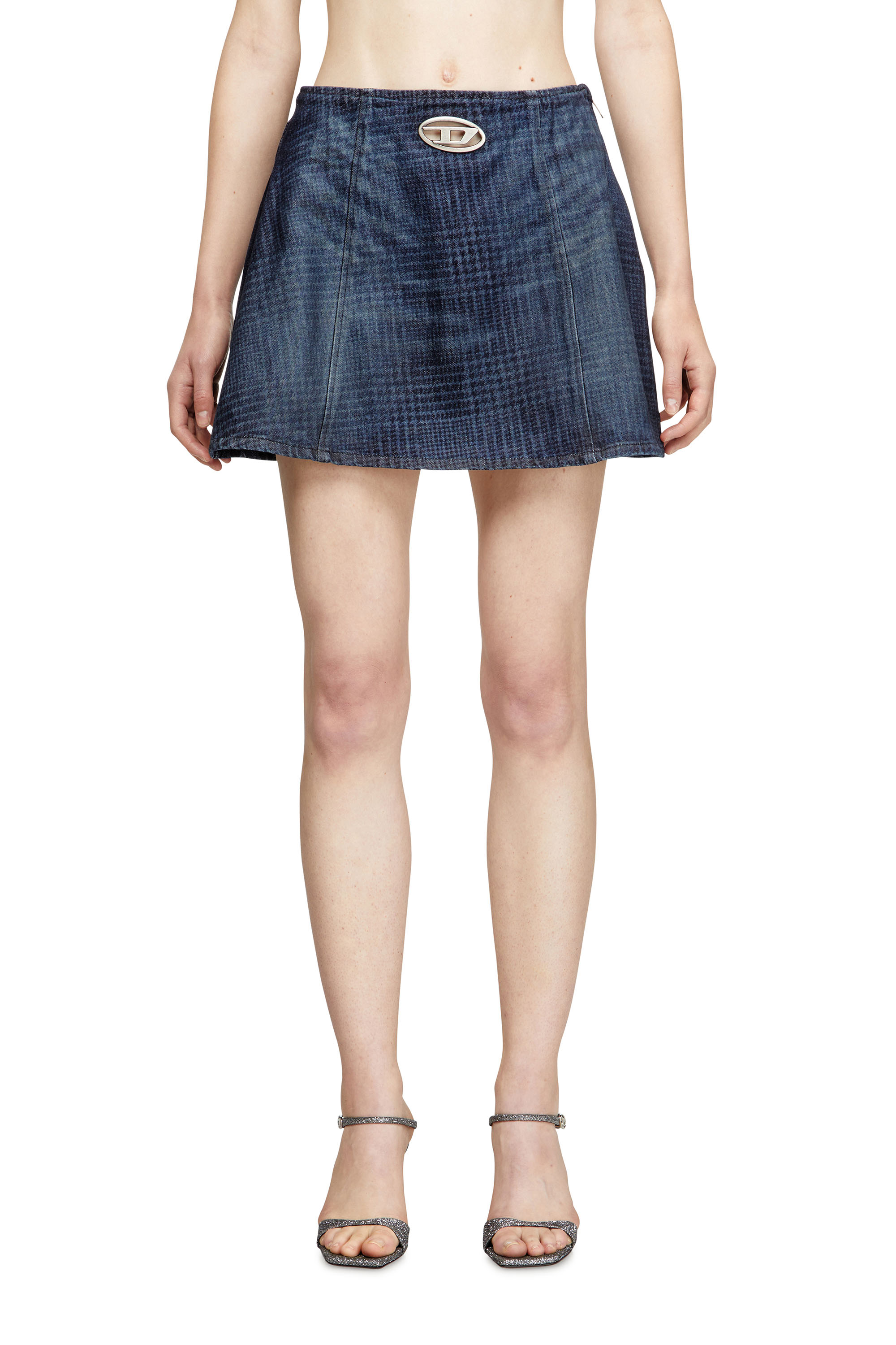 DE-SWENY-S1, Dark Blue Diesel - DE-SWENY-S1, Woman's Mini skirt in Prince of Wales denim in Dark Blue - 3