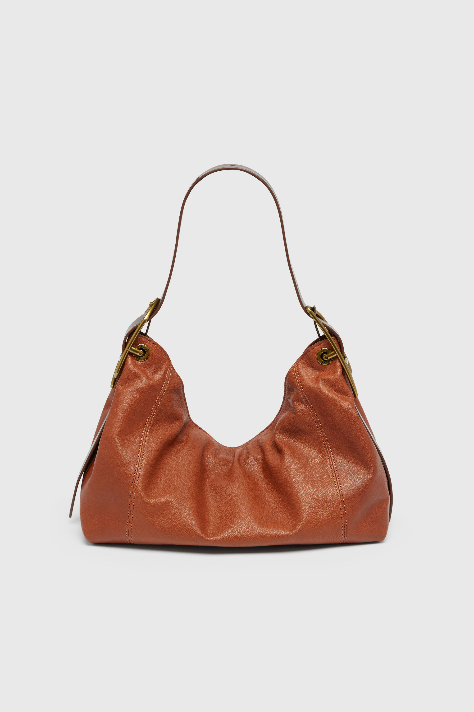 Diesel - D-LINE HOBO S, Woman's D-Line-Shoulder bag in shiny leather in Brown - 3