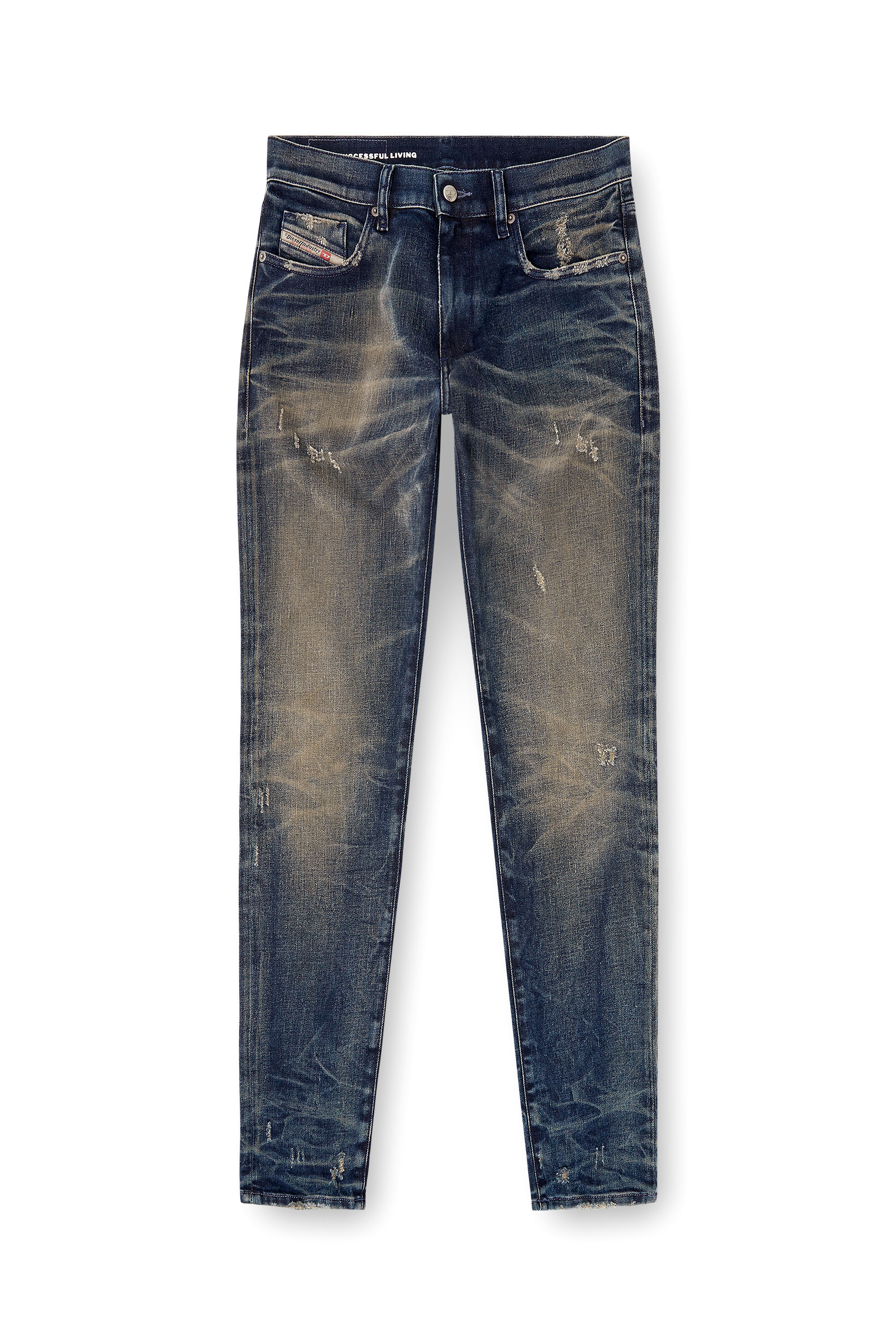 Slim Jeans 2019 D-Strukt 09M46, Dark Blue Diesel - Man's Slim Jeans 2019 D-Strukt 09M46, Dark Blue - 2