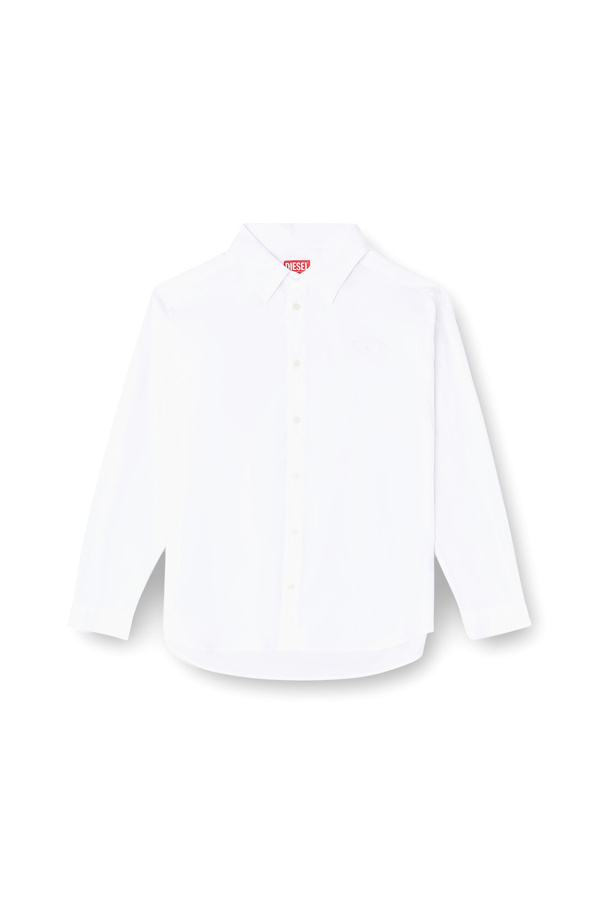 Diesel - S-SIMPLY-GSBH, Man's Stretch poplin shirt with embroidery in White - 2