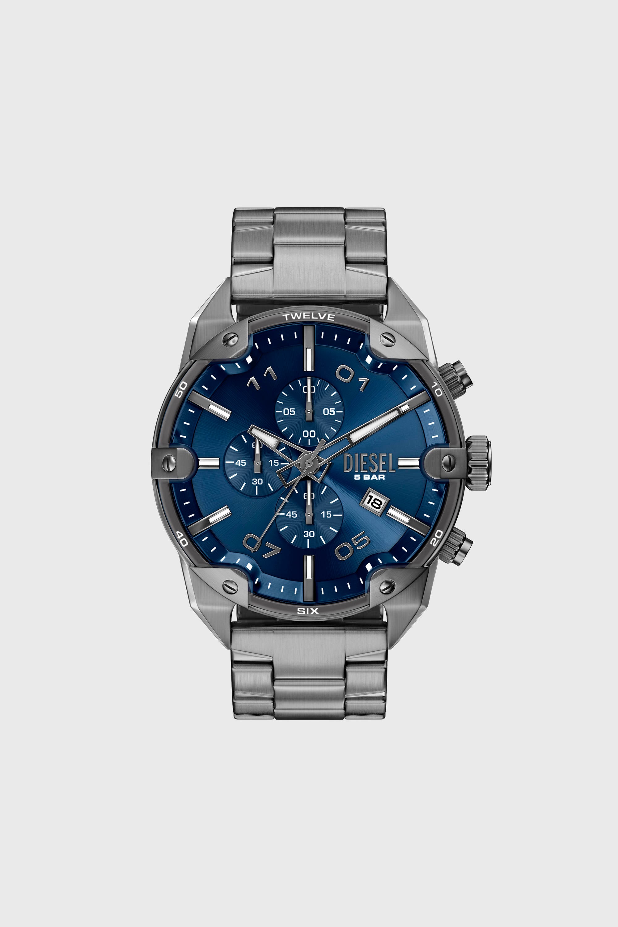 Diesel - DZ4724 WATCH, Man's Spiked gunmetal stainless steel watch in Dark grey - 1