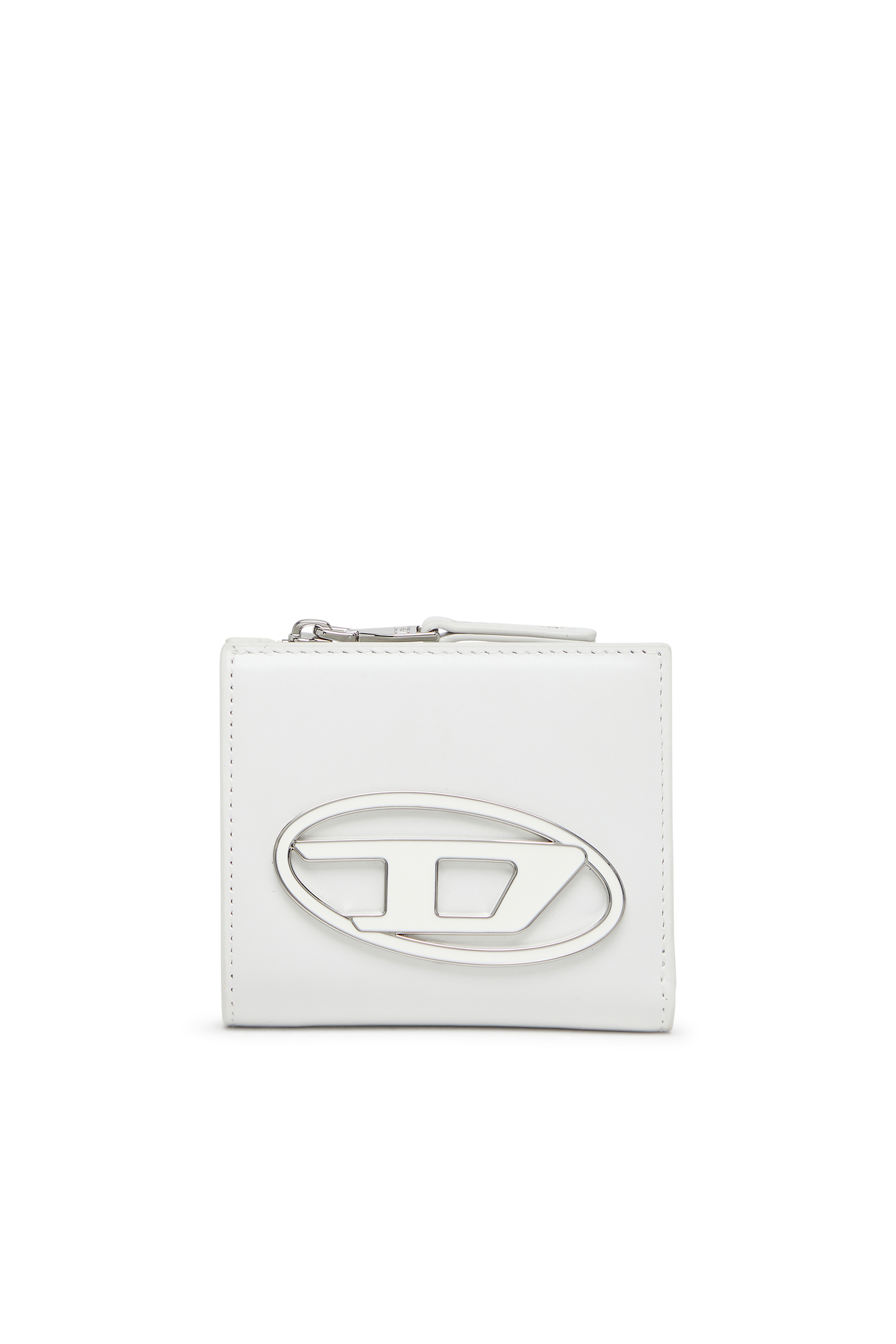 Diesel - 1DR BI FOLD ZIP L, Woman's Bi-fold wallet in leather in White - 1