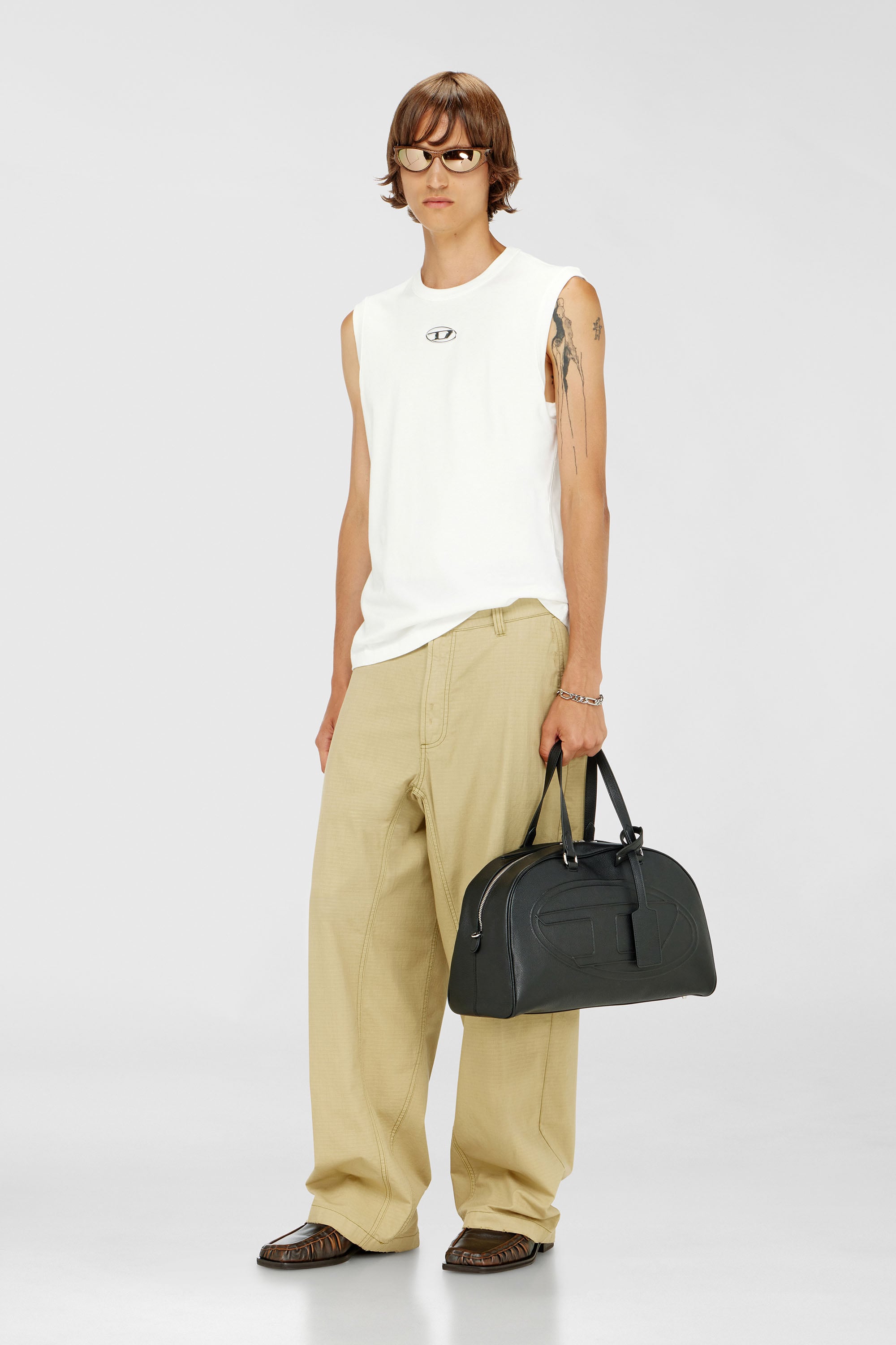Cotton tank top with metallic Oval D
