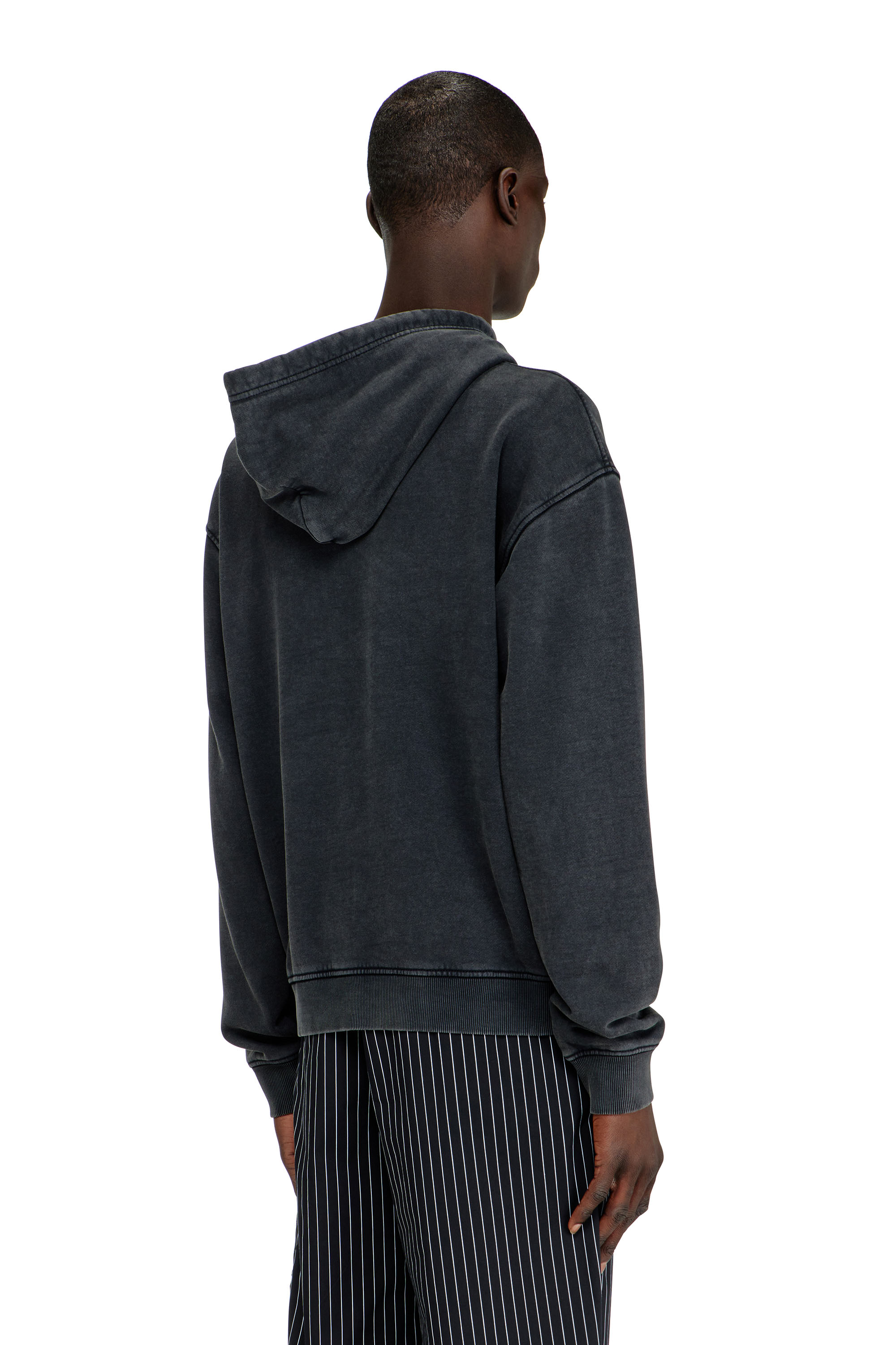 Diesel - S-NORM-HOOD-AA3, Man's Printed hoodie with rhinestone studs in Dark grey - 4