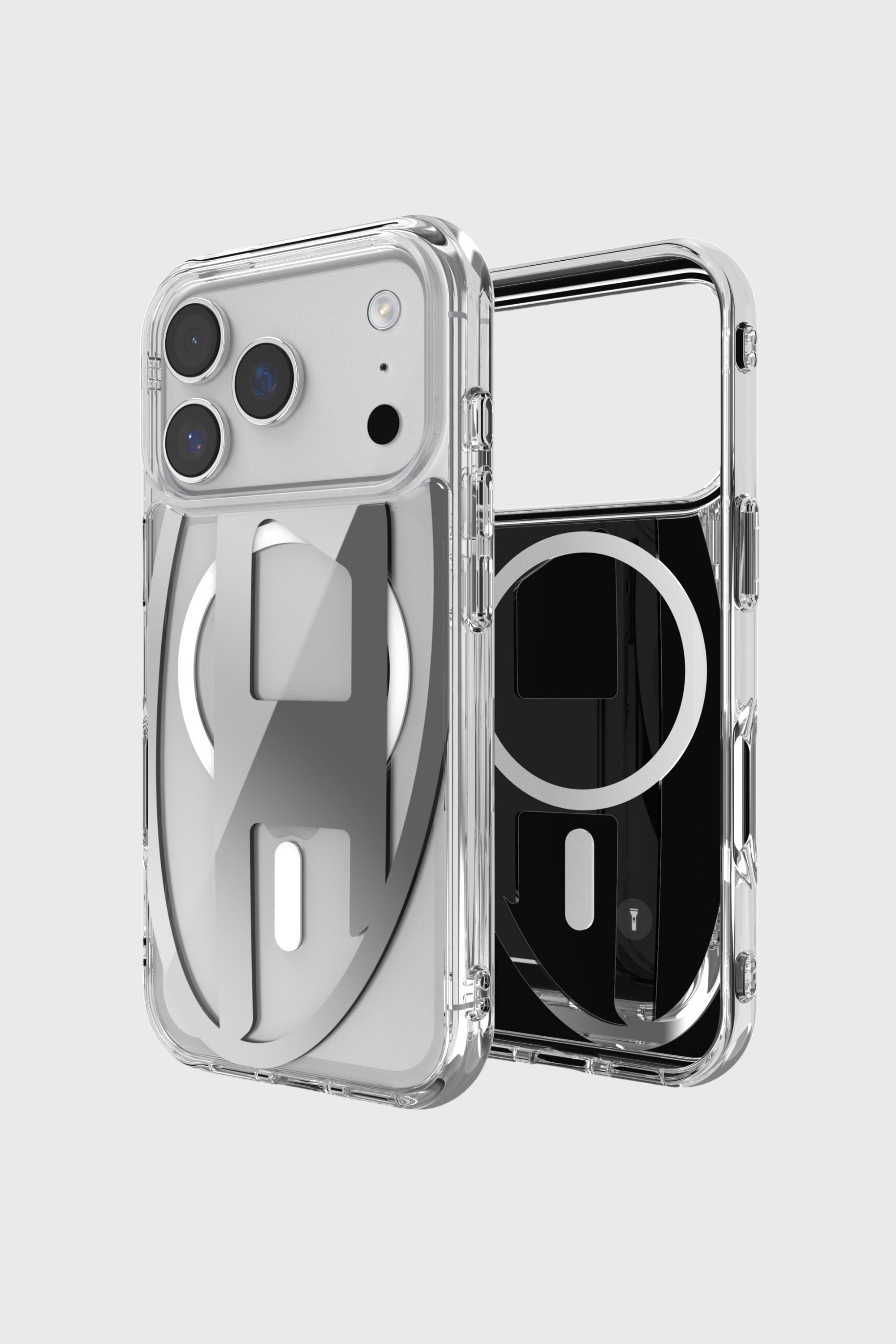 Diesel - 60413 AOP CASE, Unisex's Oval D metallic case with magsafe for iPhone 17 Pro in Grey - 1