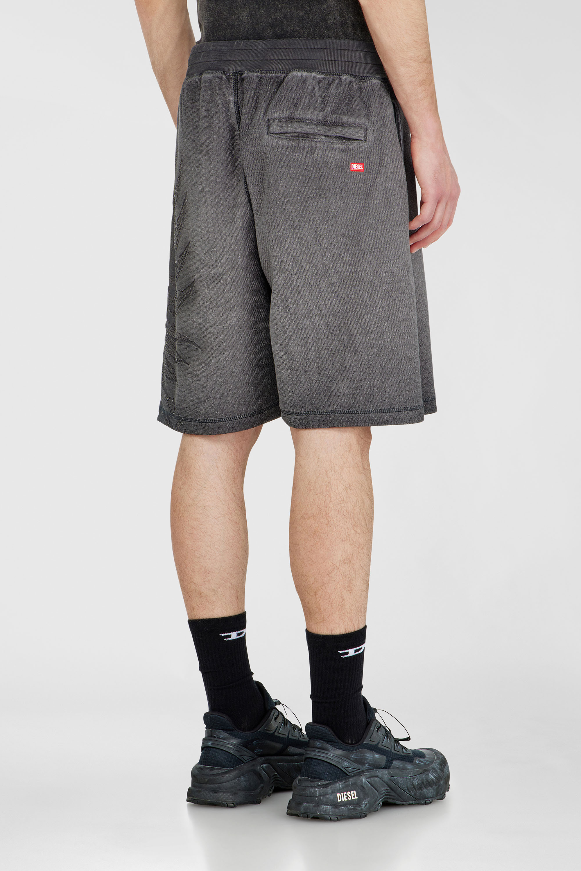 Diesel - P-RAWCROW, Man's Sweatshorts with d&eacute;vor&eacute; motifs in Dark grey - 4