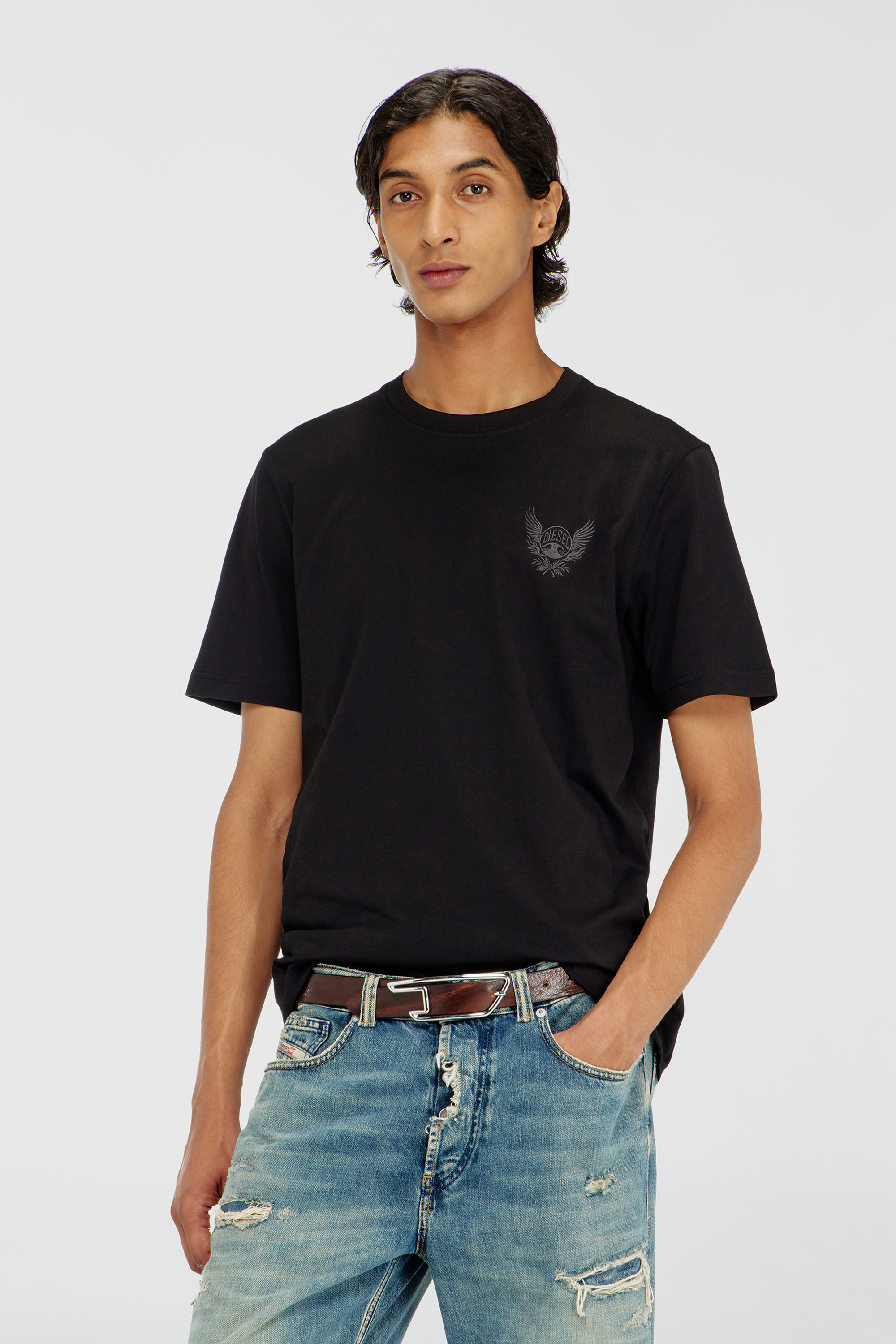 Diesel - T-ADJUST-AA8, Man's Cotton T-shirt with chest logo motif in Black - 3