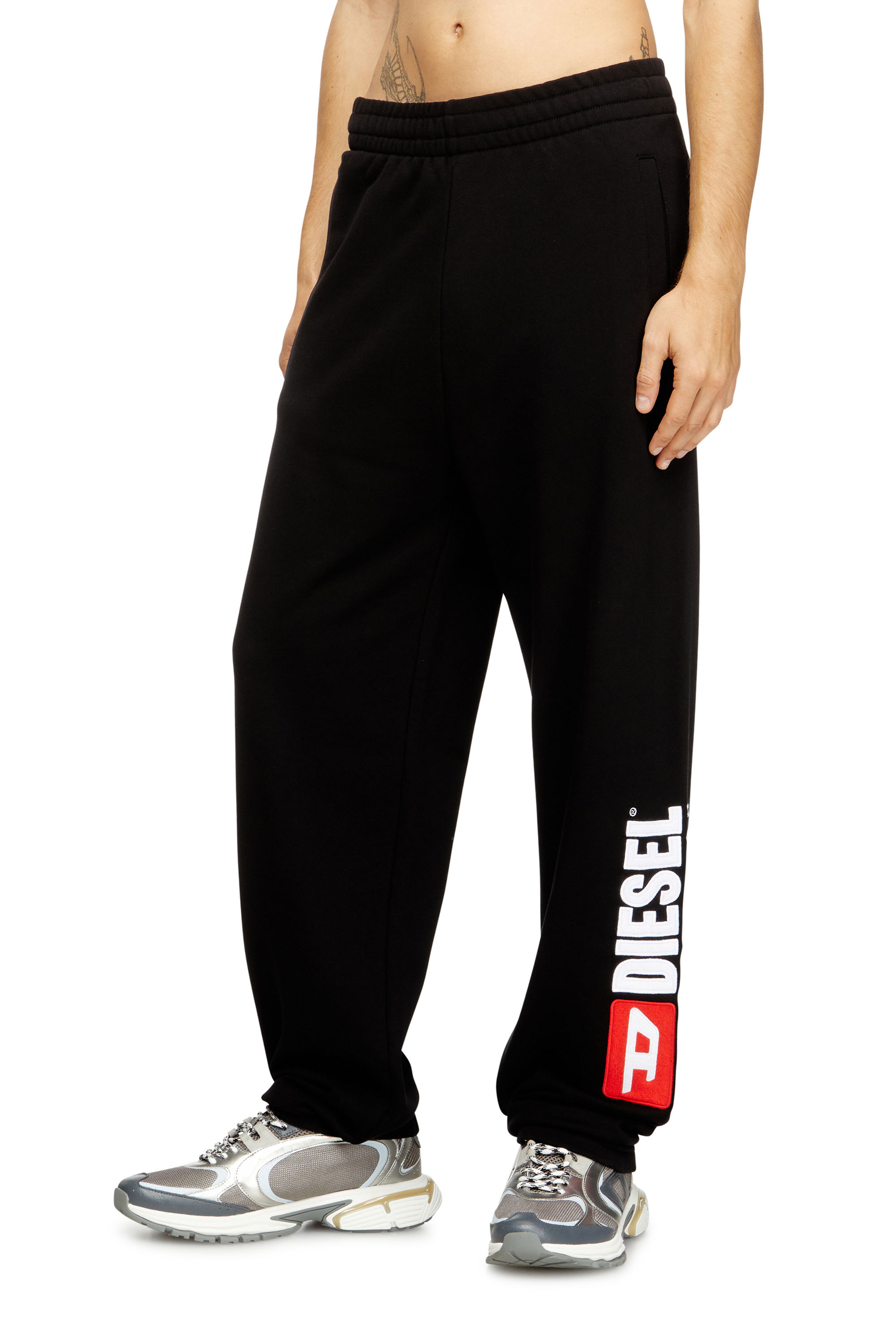 P-MARKY-DIV, Black Diesel - P-MARKY-DIV, Man's Cotton sweatpants with Diesel patch in Black - 3