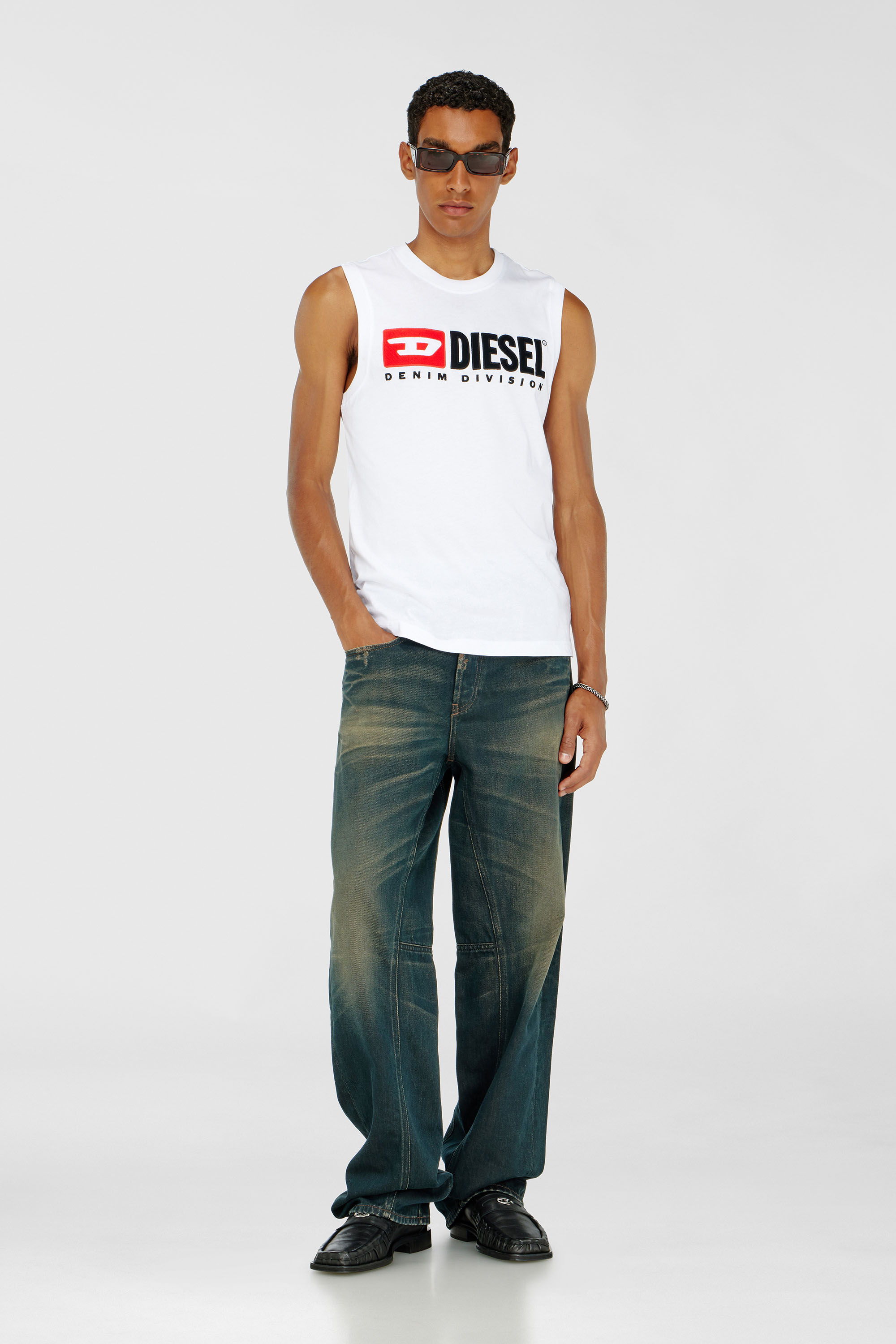 Diesel - T-ISCO-DIV, Man's Tank top with chest logo print in White - 2