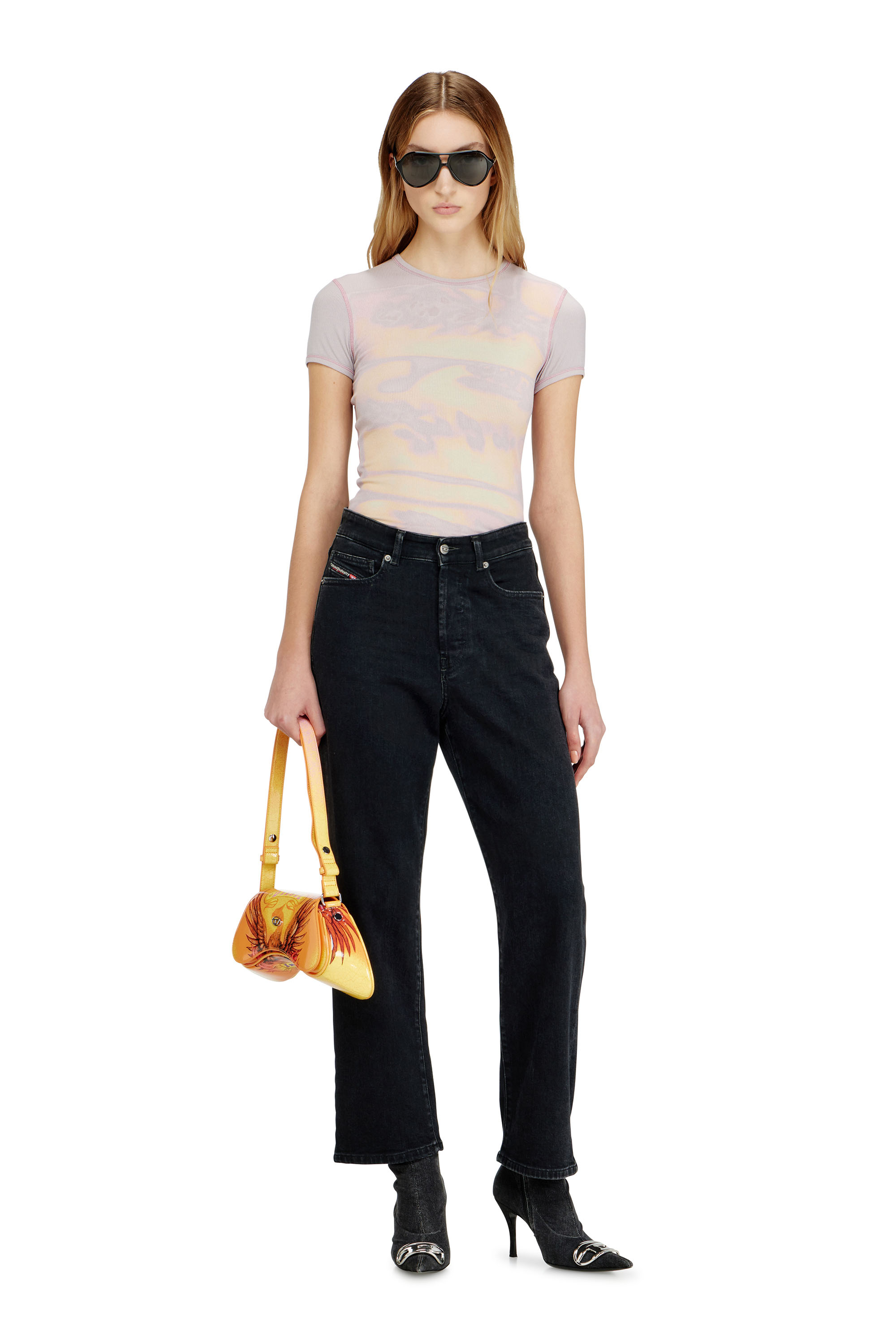 Diesel - T-ELE-LONG-AA1, Woman's Slim jersey top with graphic print in null - 4