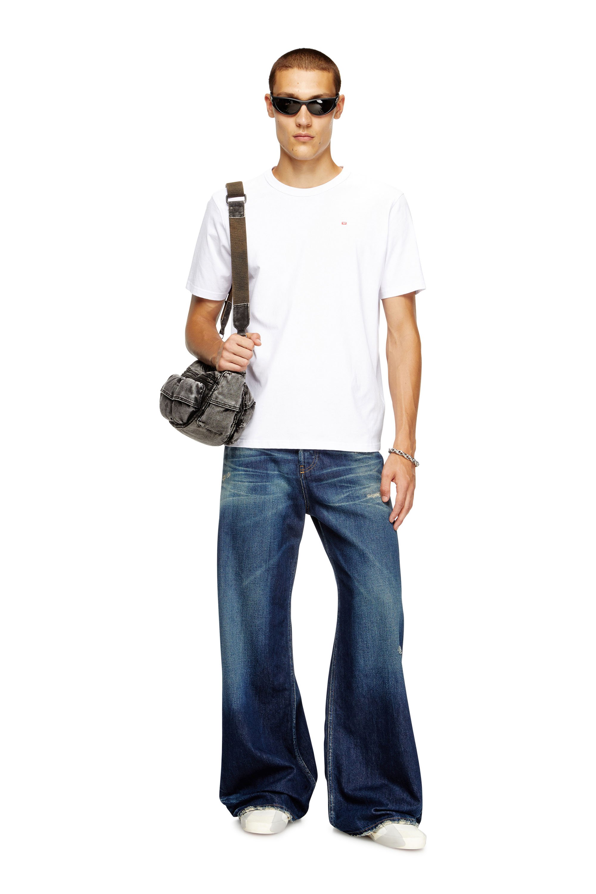 Diesel - T-ADJUST-MICRODIV, Unisex's T-shirt with micro-embroidered logo in White - 2