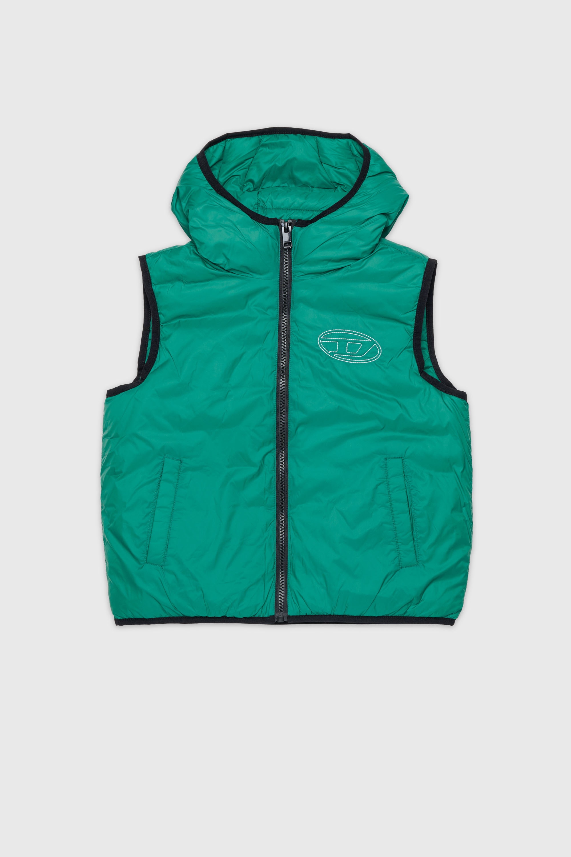 Diesel - JOSIP, Unisex's Hooded vest in padded nylon in Green - 1
