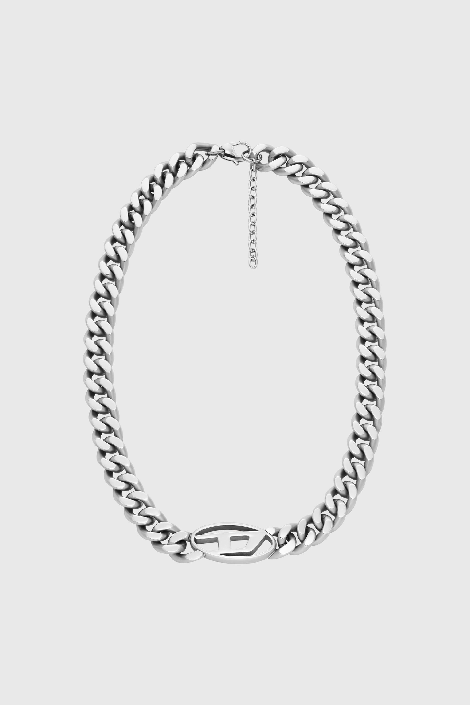 Diesel - DX1433, Man's Oval D Logo Choker Necklace in Silver - 1