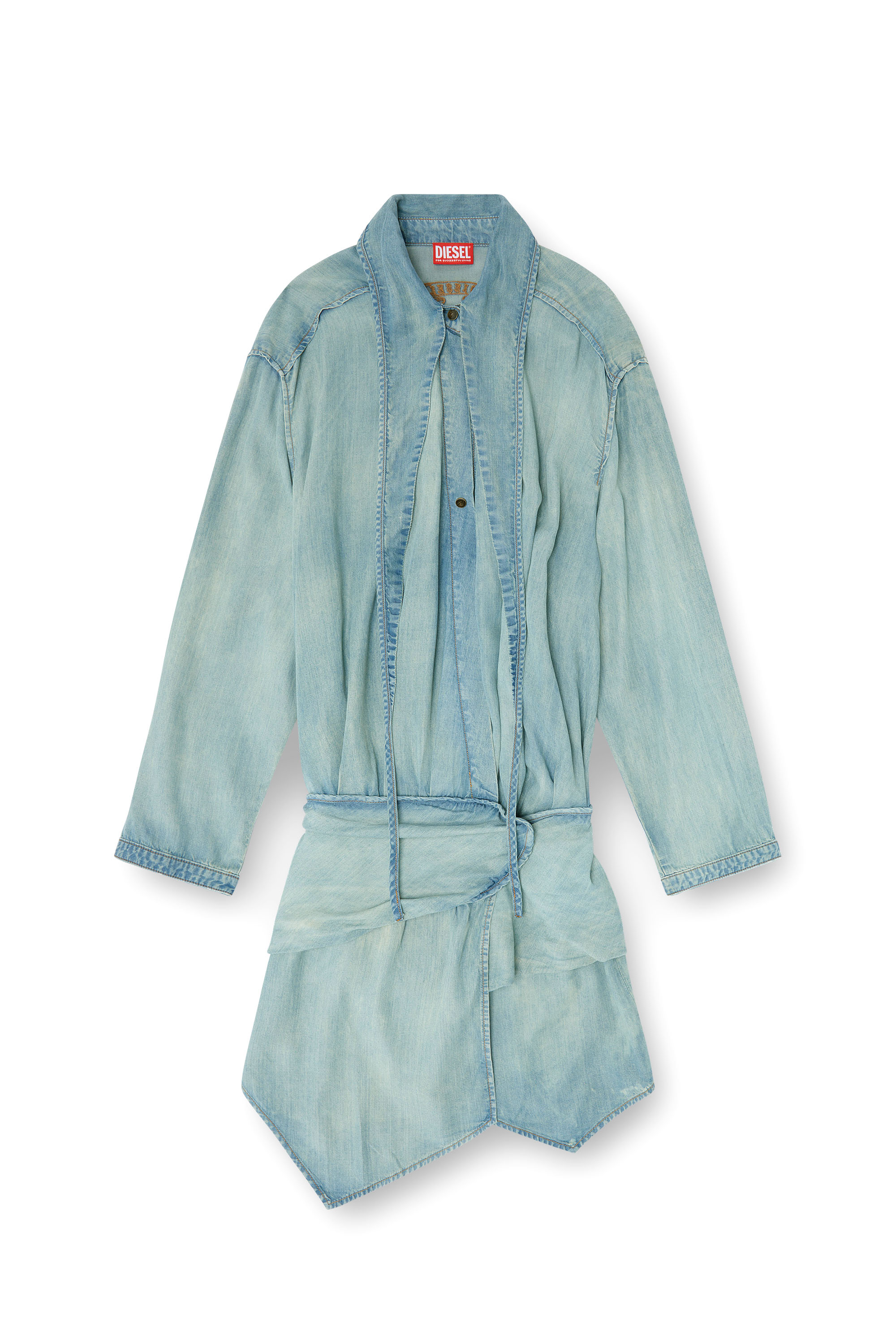 Diesel - DE-TILORA-S, Woman's Oversized draped denim shirt dress in null - 3