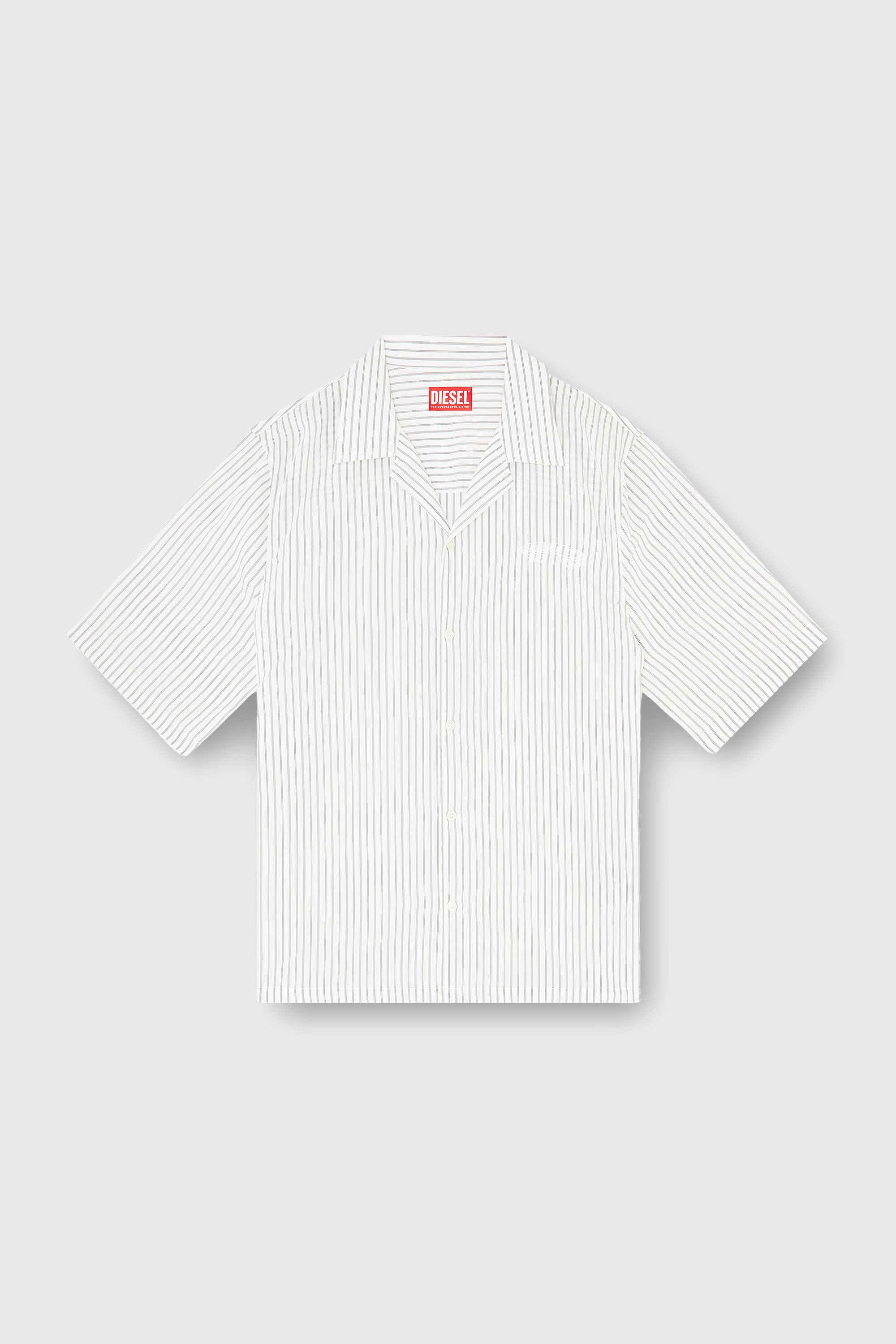 Diesel - S-MAC-EFBV, Man's Half-sleeve shirt in pinstripe modal in White/Grey - 2