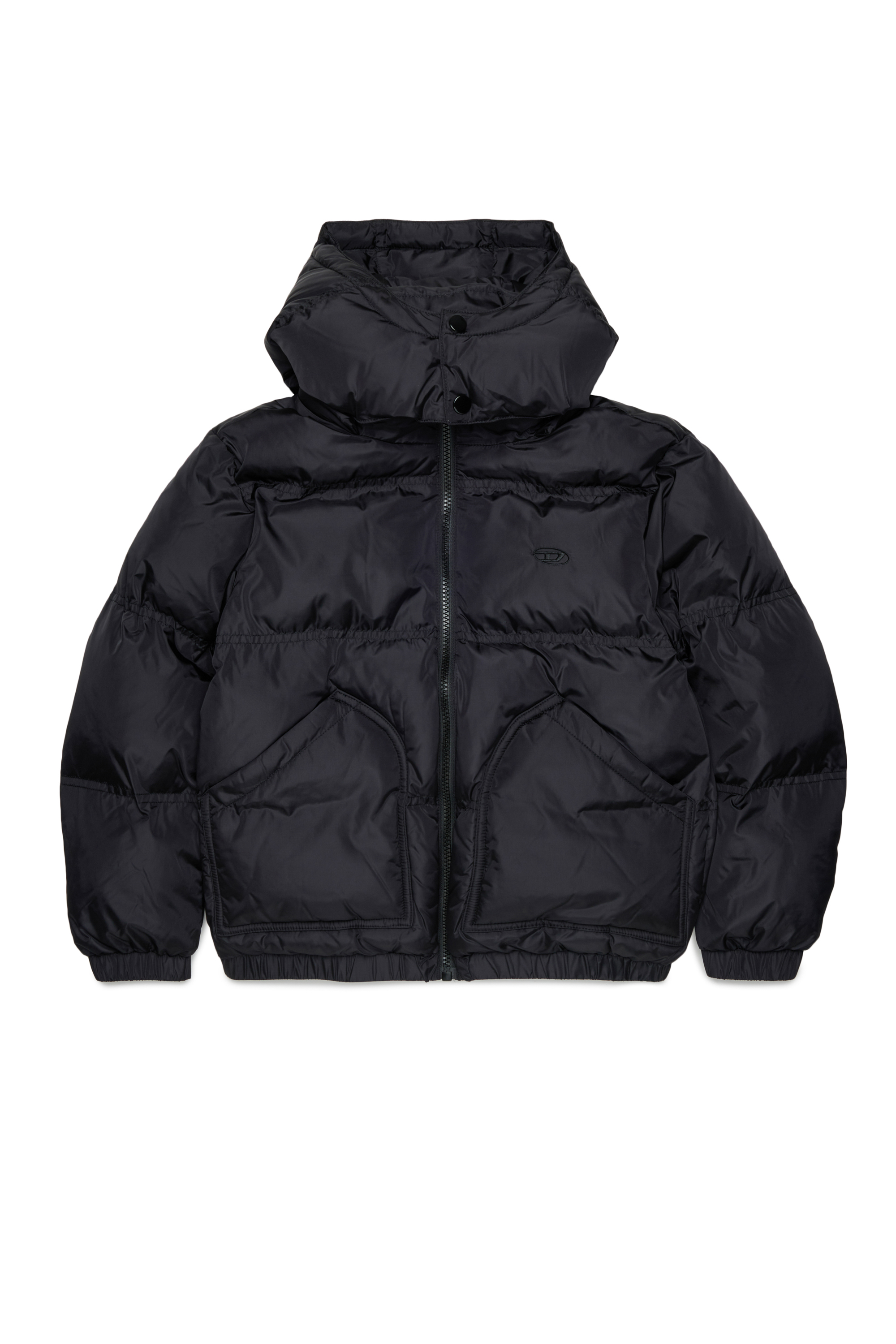 Diesel - JRIVON, Unisex's Hooded puffer jacket with oversized pockets in Black - 1