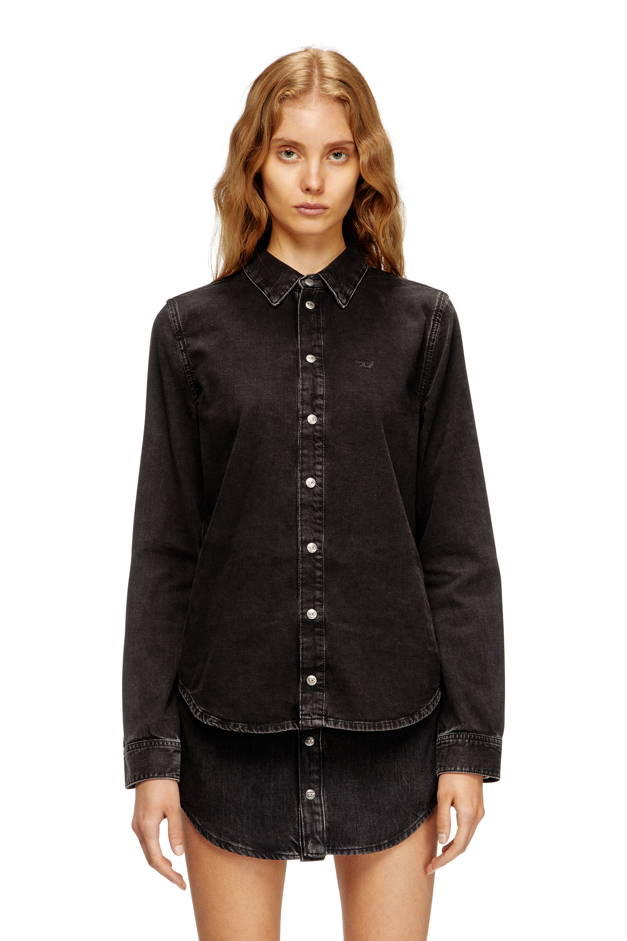 Diesel - DE-EAZY, Woman's Denim shirt with contrasting stitching in null - 1