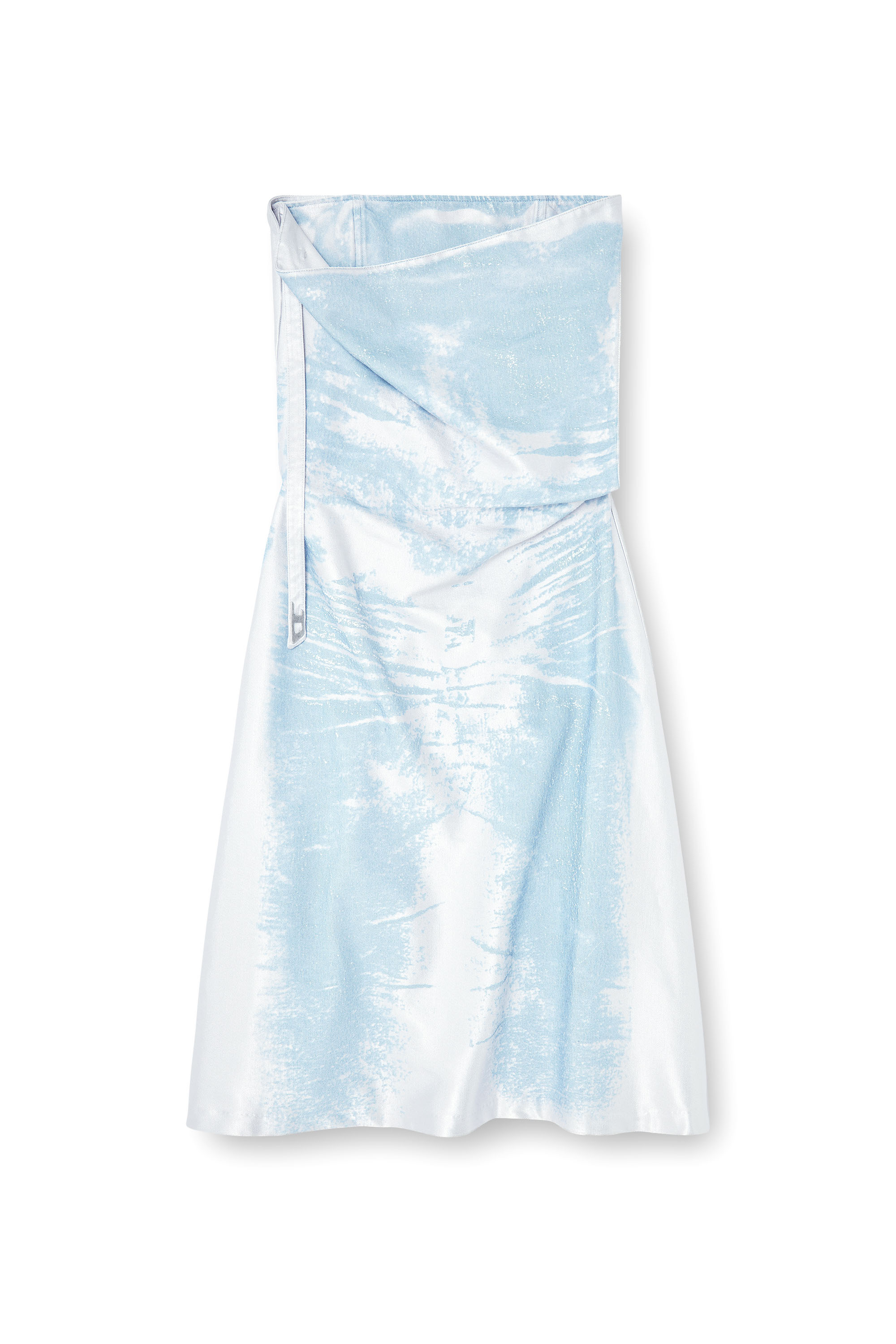 Diesel - DE-ERONIX-FSI, Woman's Long dress in coloured satin denim in Light Blue - 1