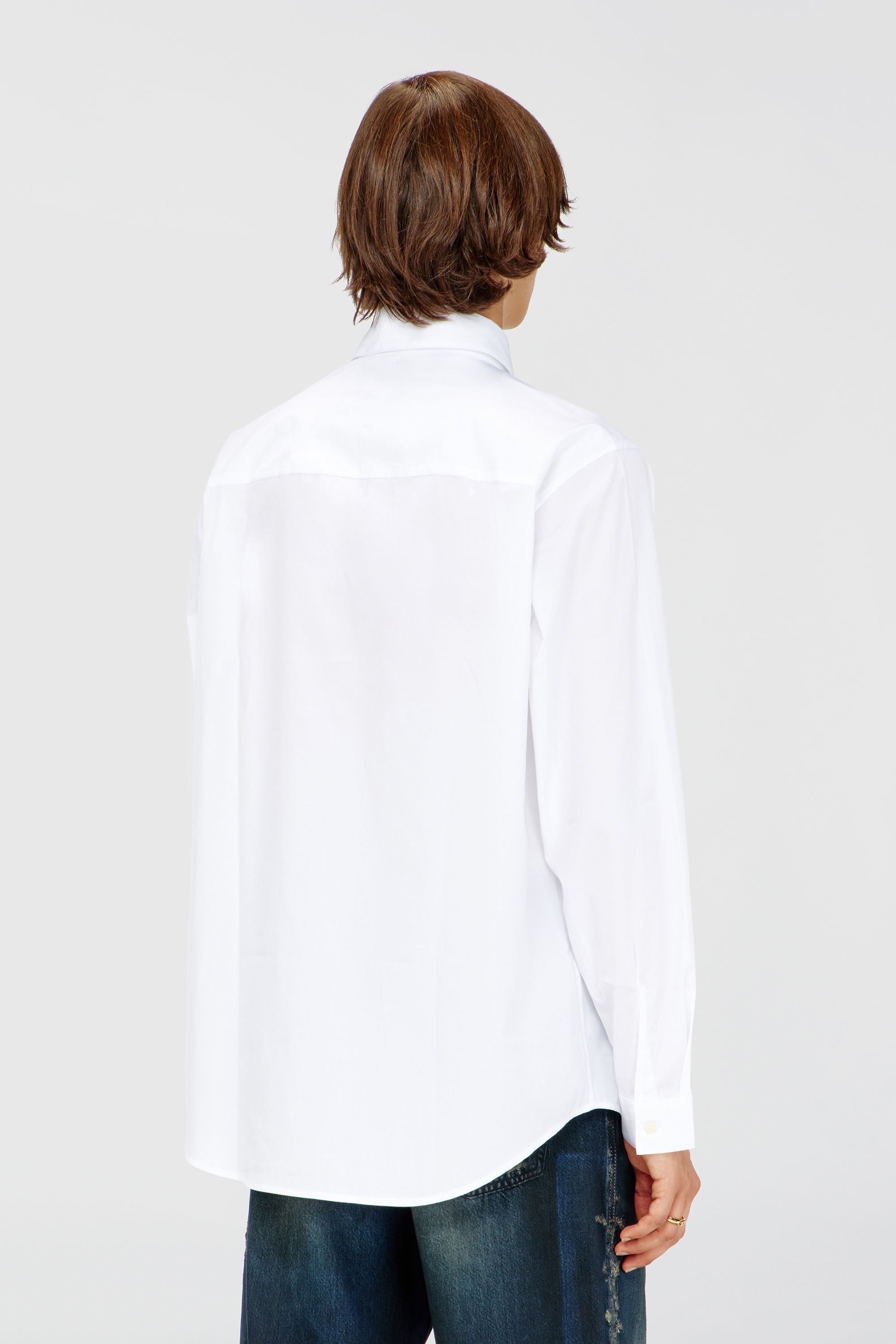 Diesel - S-SIMPLY-GSBH, Man's Stretch poplin shirt with embroidery in White - 4