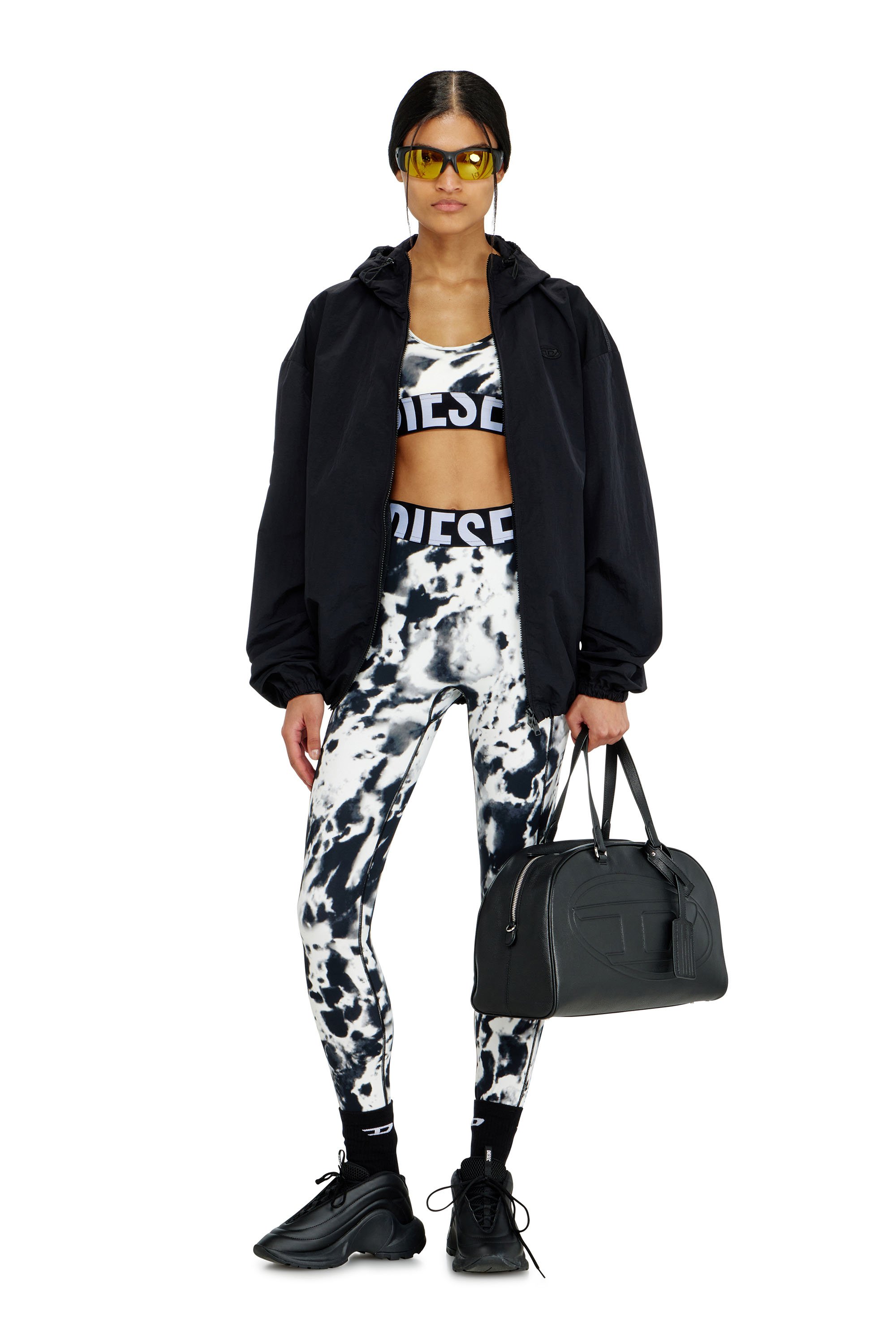 Diesel - ALLISON-D-POP, Woman's Sports bra in printed microfibre in White/Black - 4