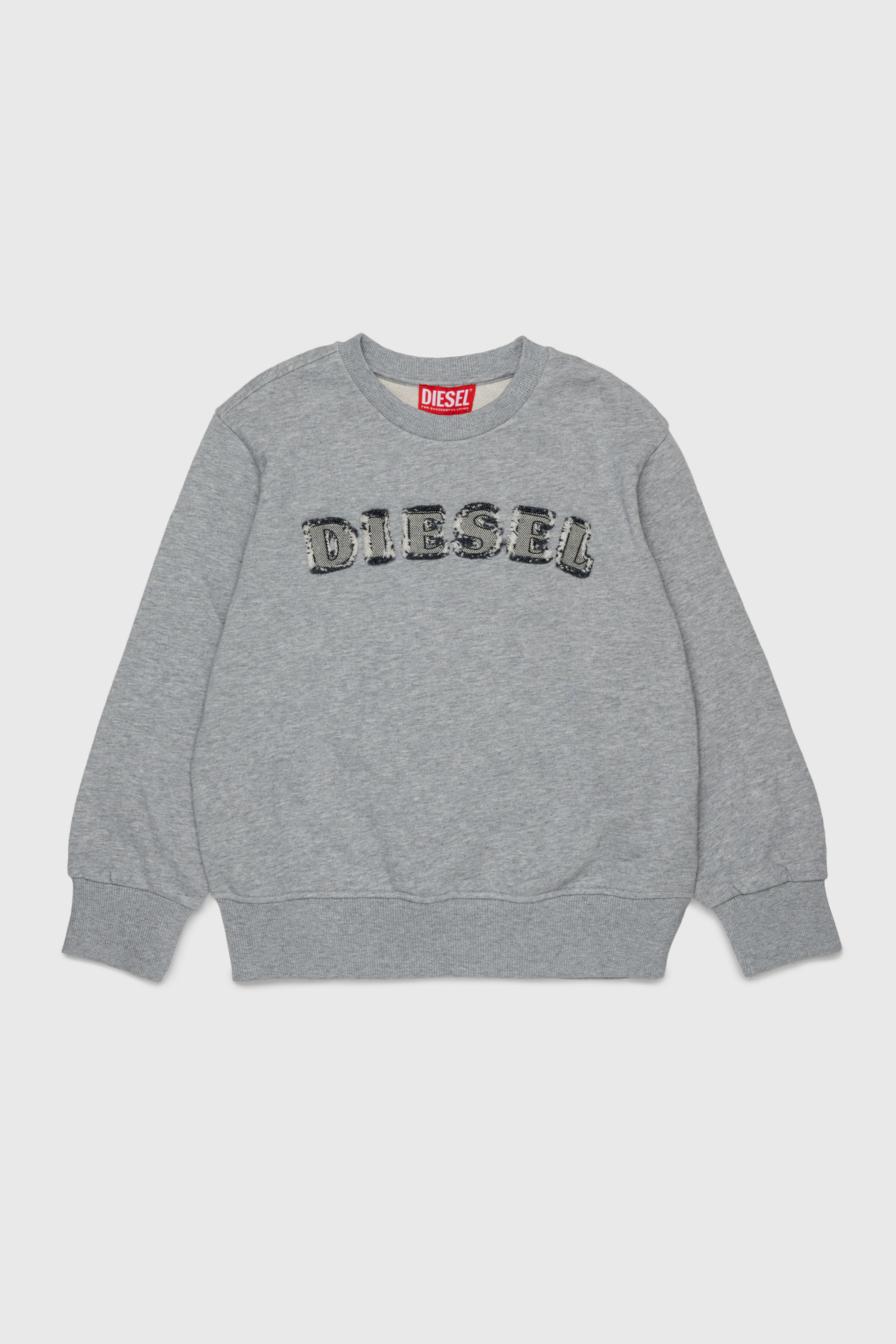 Diesel - SJEANS OVER, Man's Sweatshirt with frayed logo letters in Grey - 1