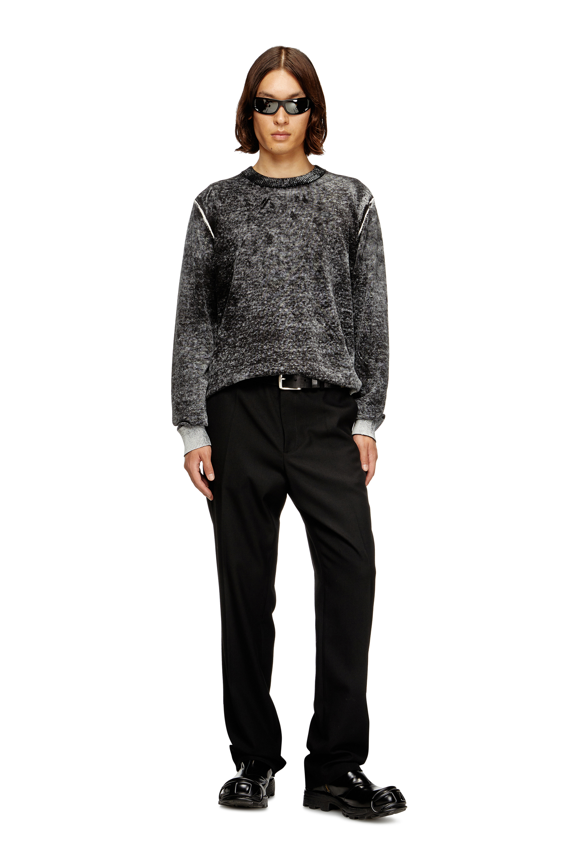 Diesel - K-LAURENT, Man's Jumper with faded reverse print in Grey - 2