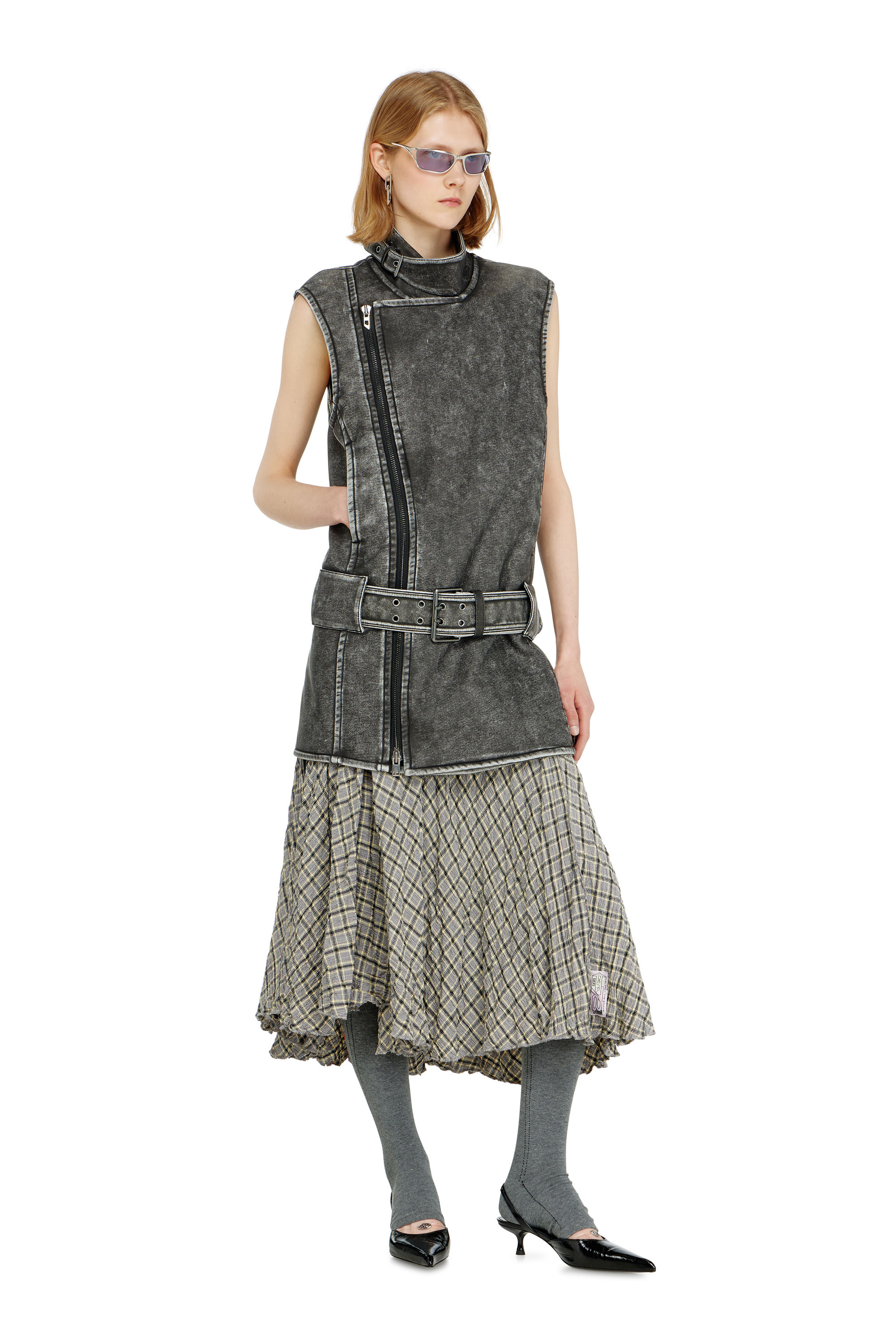 Diesel - D-IKE, Woman's Biker-style mini dress with belt in null - 2