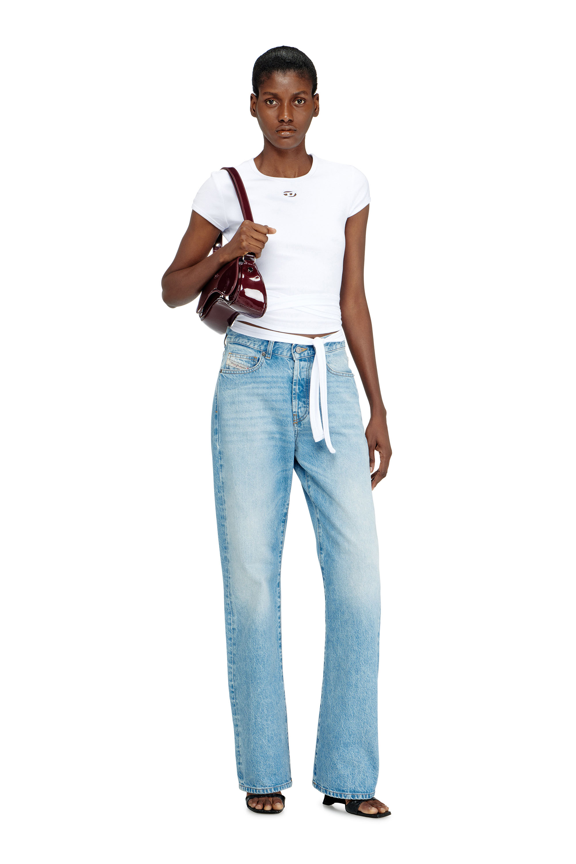 Diesel - T-BUNNY-TAIL-S1, Woman's Ribbed top with wrap-around laces in White - 2