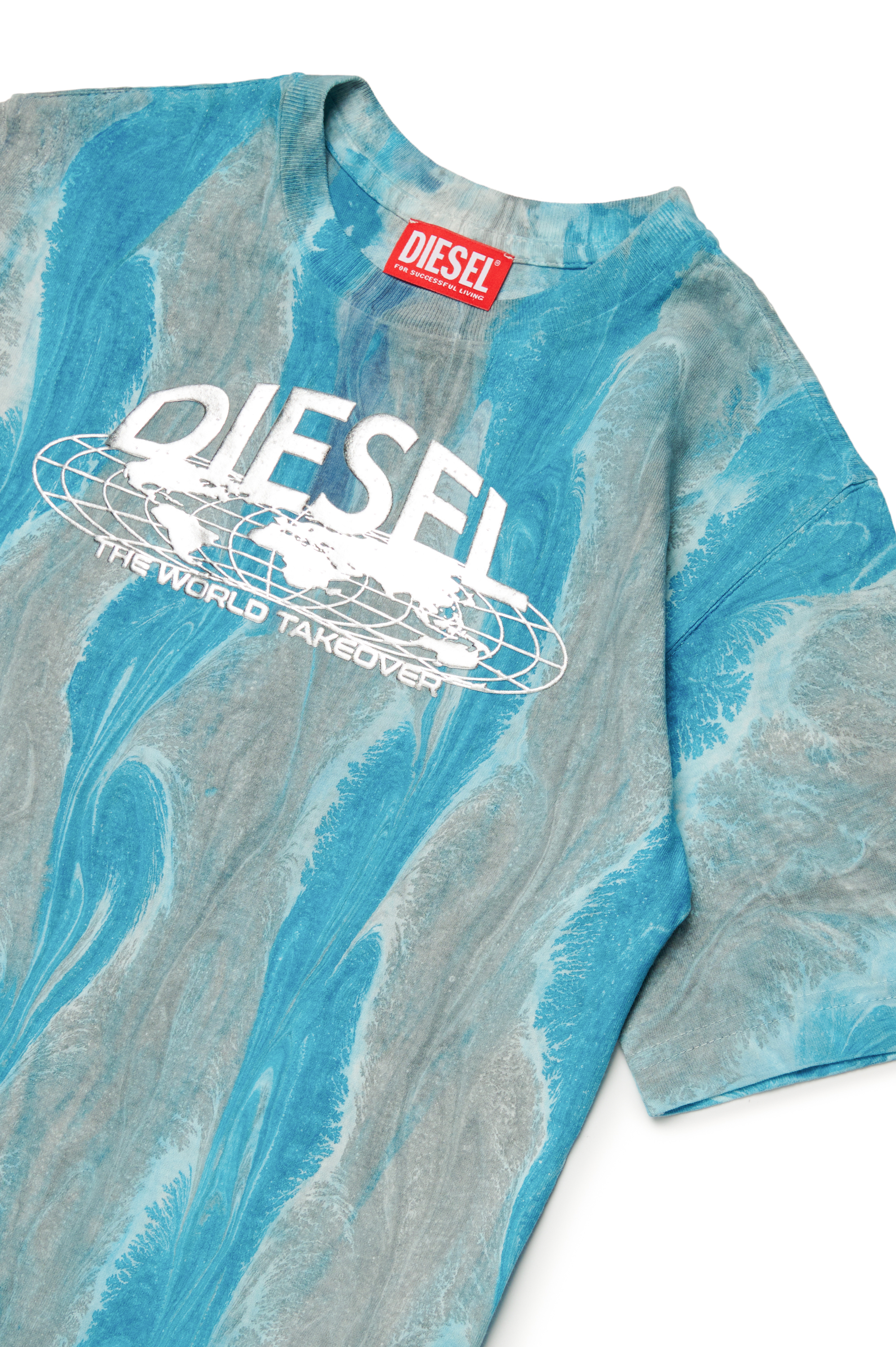 Diesel - TWASHL2 OVER, Unisex's T-shirt with wavy pattern in Grey/Blue - 3