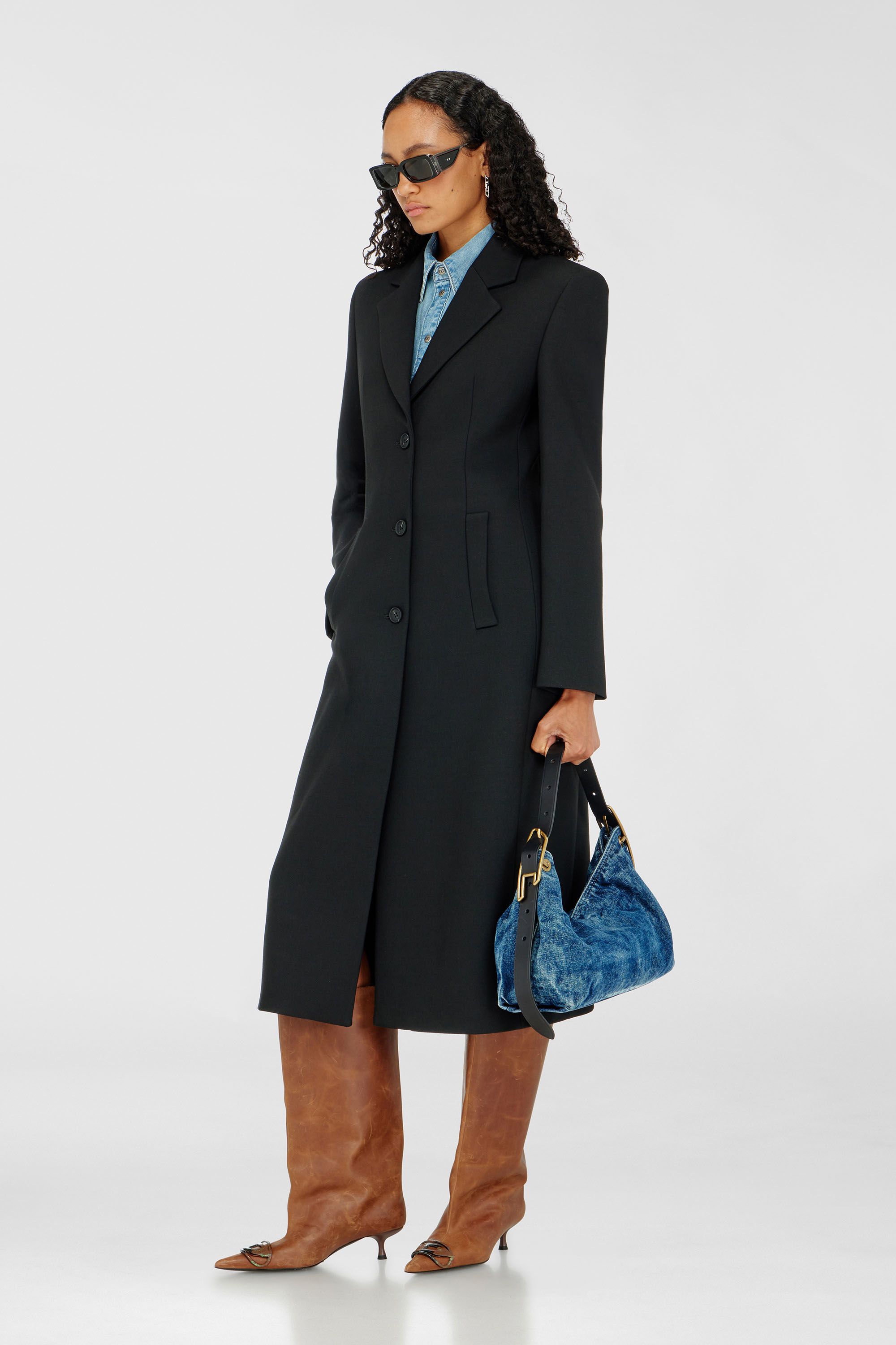 Diesel - G-ALLAN, Woman's Long hourglass coat in Black - 1