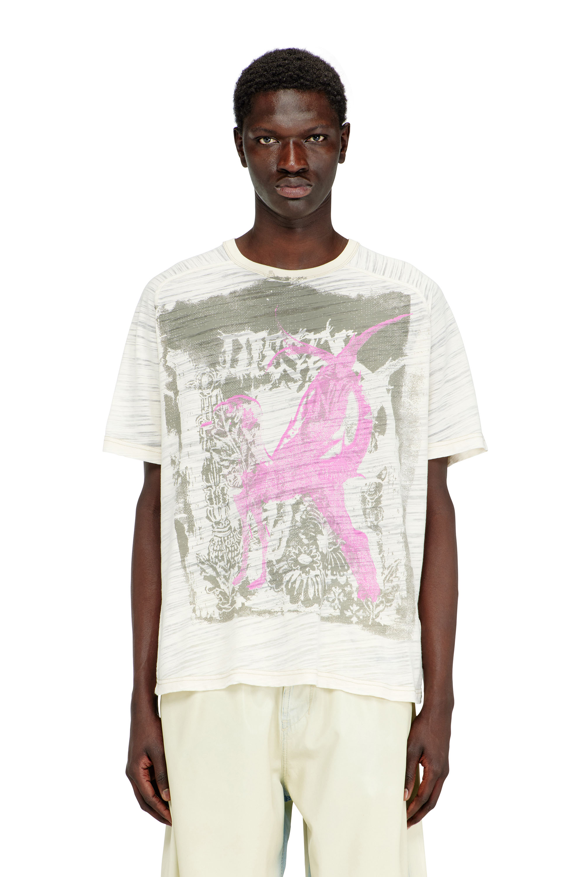 Diesel - T-JALO-A, Man's T-shirt with graphic print in White - 1
