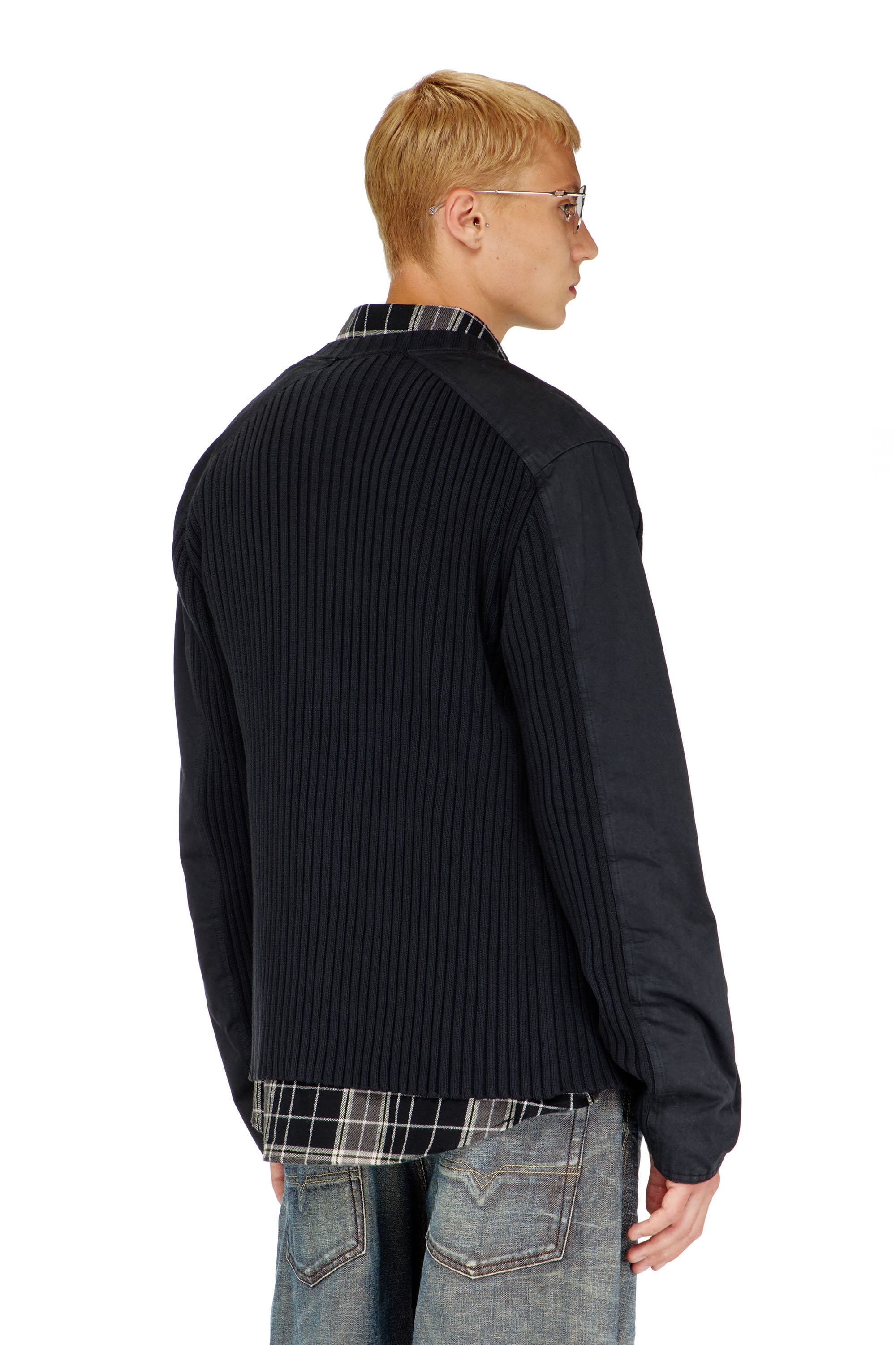 Diesel - K-MATTY, Man's Zipped cardigan with utilitarian panels in Black - 4