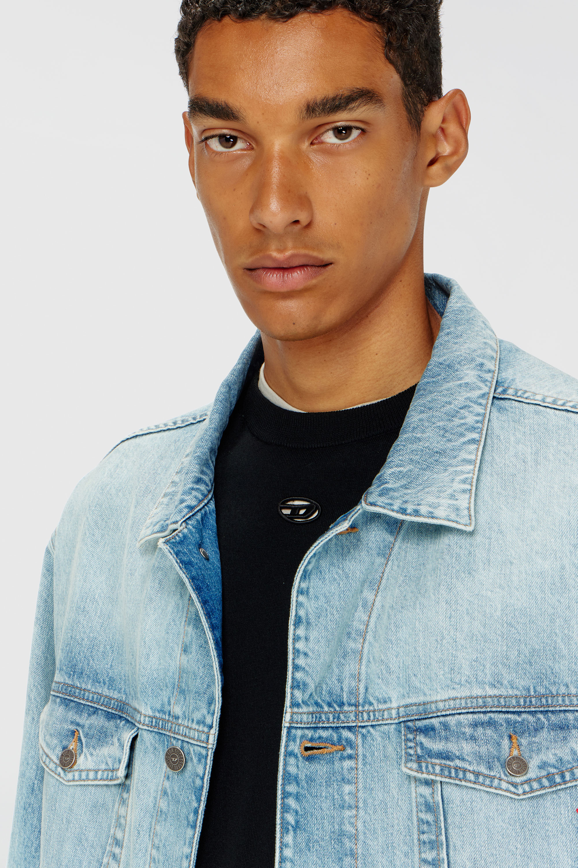 Diesel - K-VALIAM, Man's Wool jumper with cut-out logo in Black - 5
