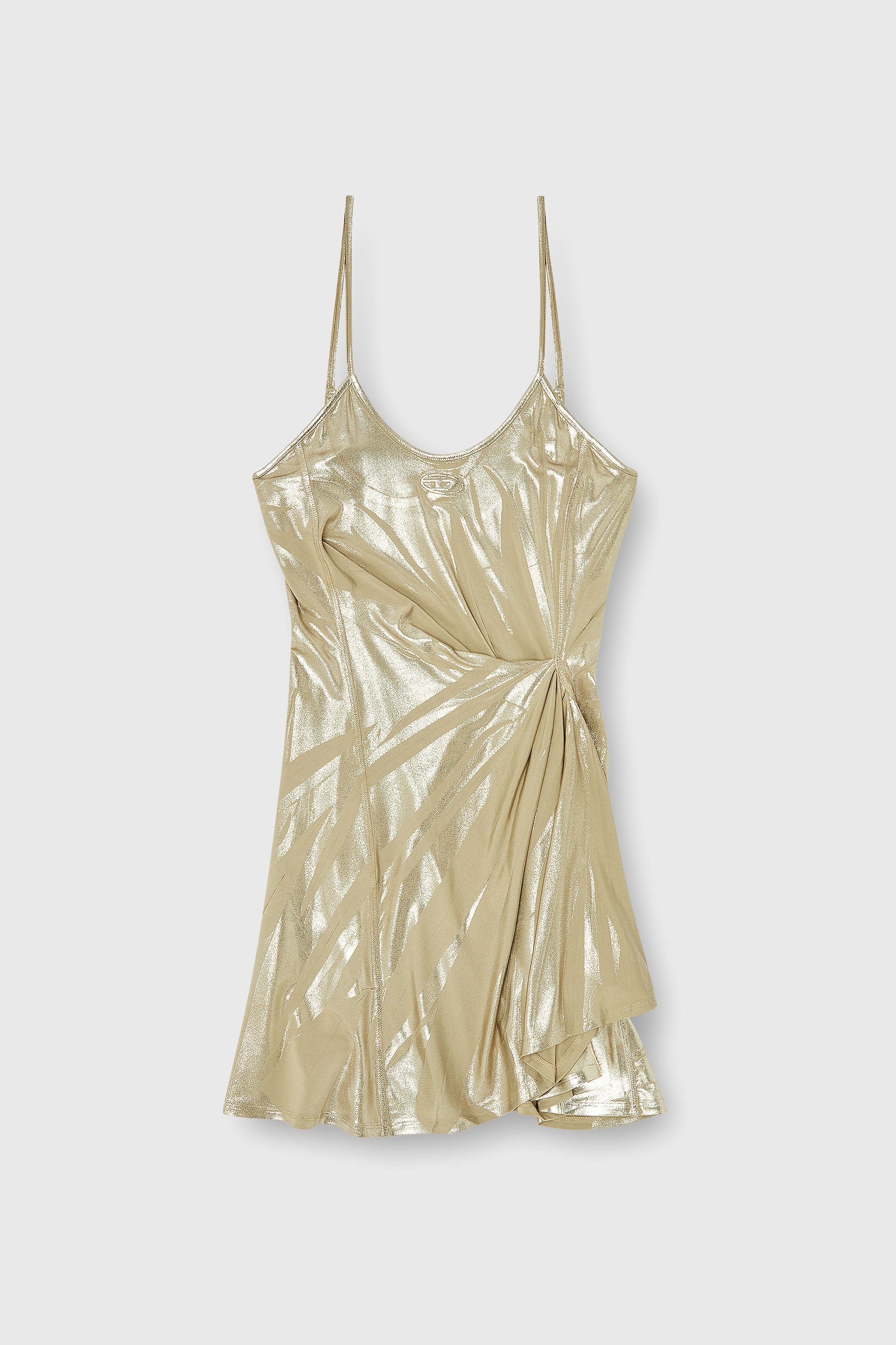 Diesel - D-INVY, Woman's Stretch jersey mini dress with metallic finish in Gold - 2