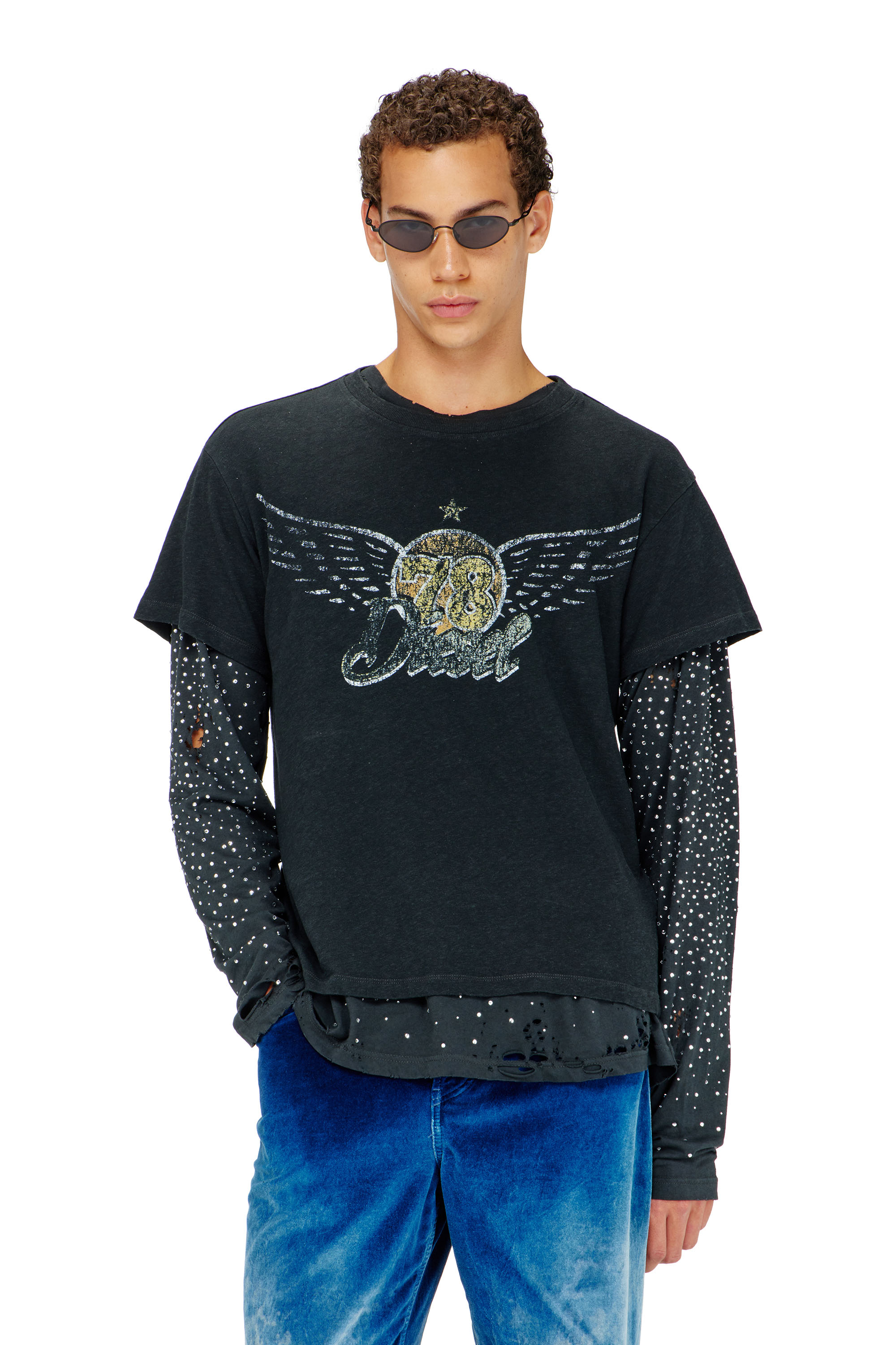 Diesel - T-GERIO-A, Man's Cotton-hemp T-shirt with concert graphics in null - 3