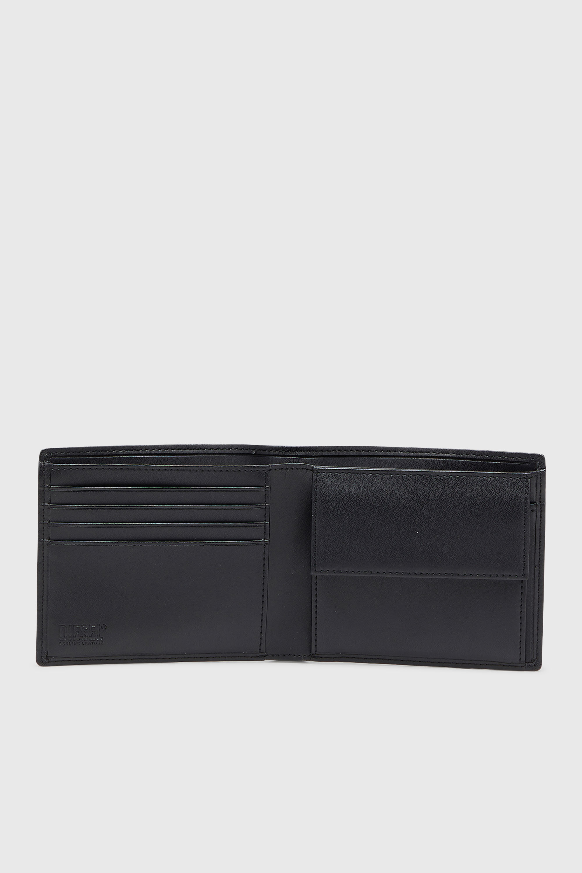 Diesel - BI FOLD COIN S, Man's Bi-fold wallet in leather with coin pocket in Black - 3