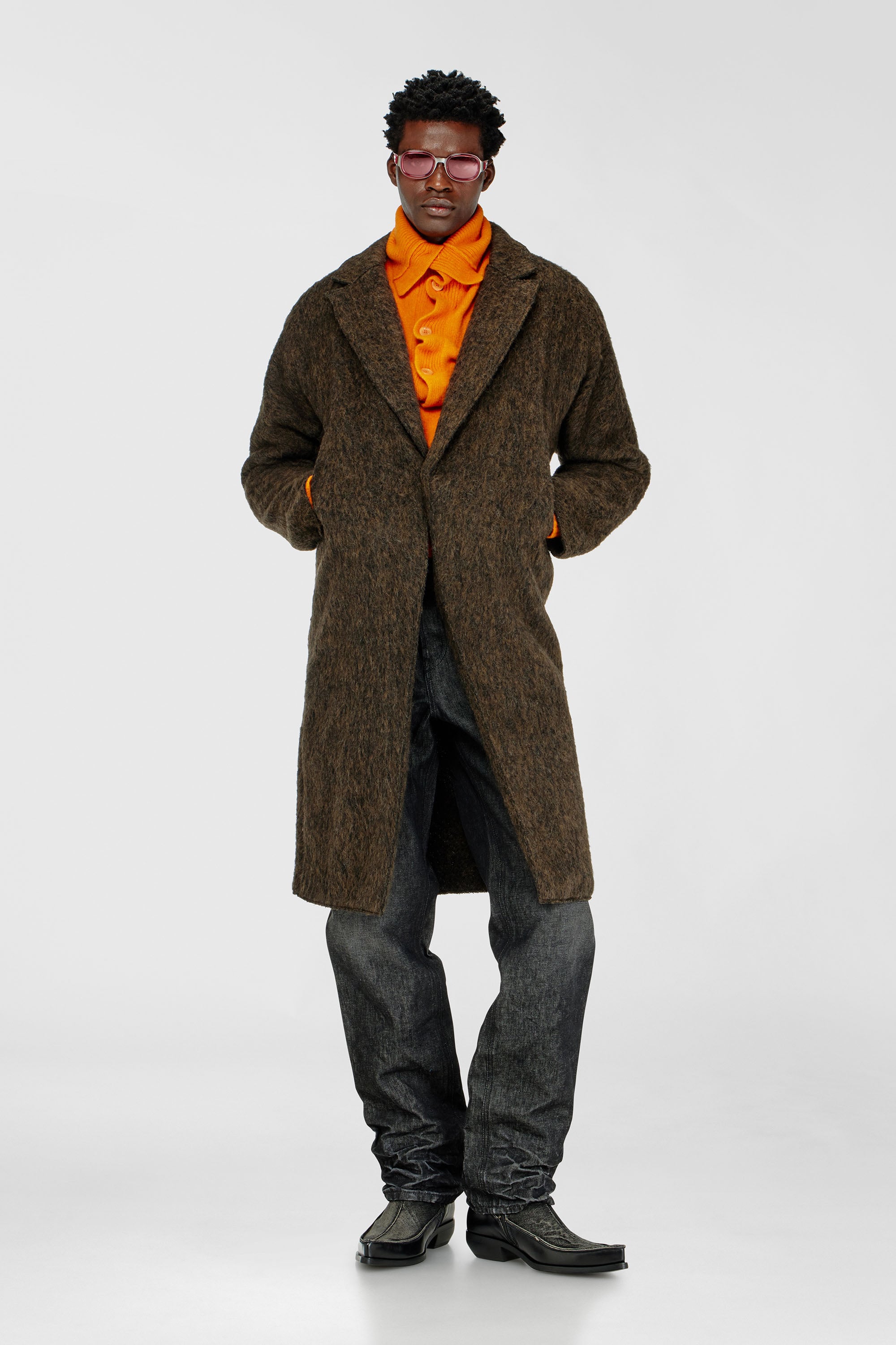 Coat in wool and alpaca blend