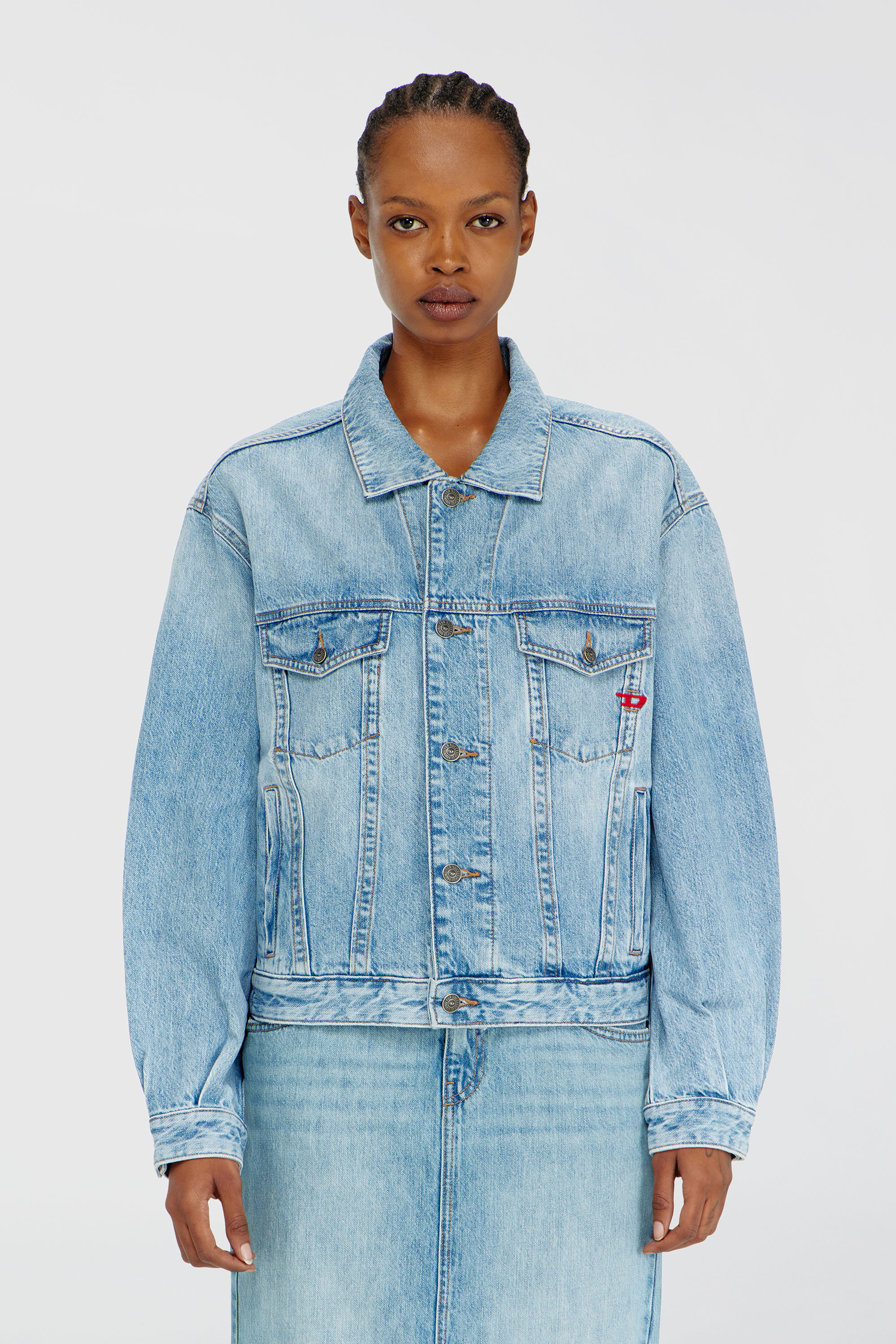 Diesel - D-RANGER, Unisex's Trucker jacket in denim in Light Blue - 6