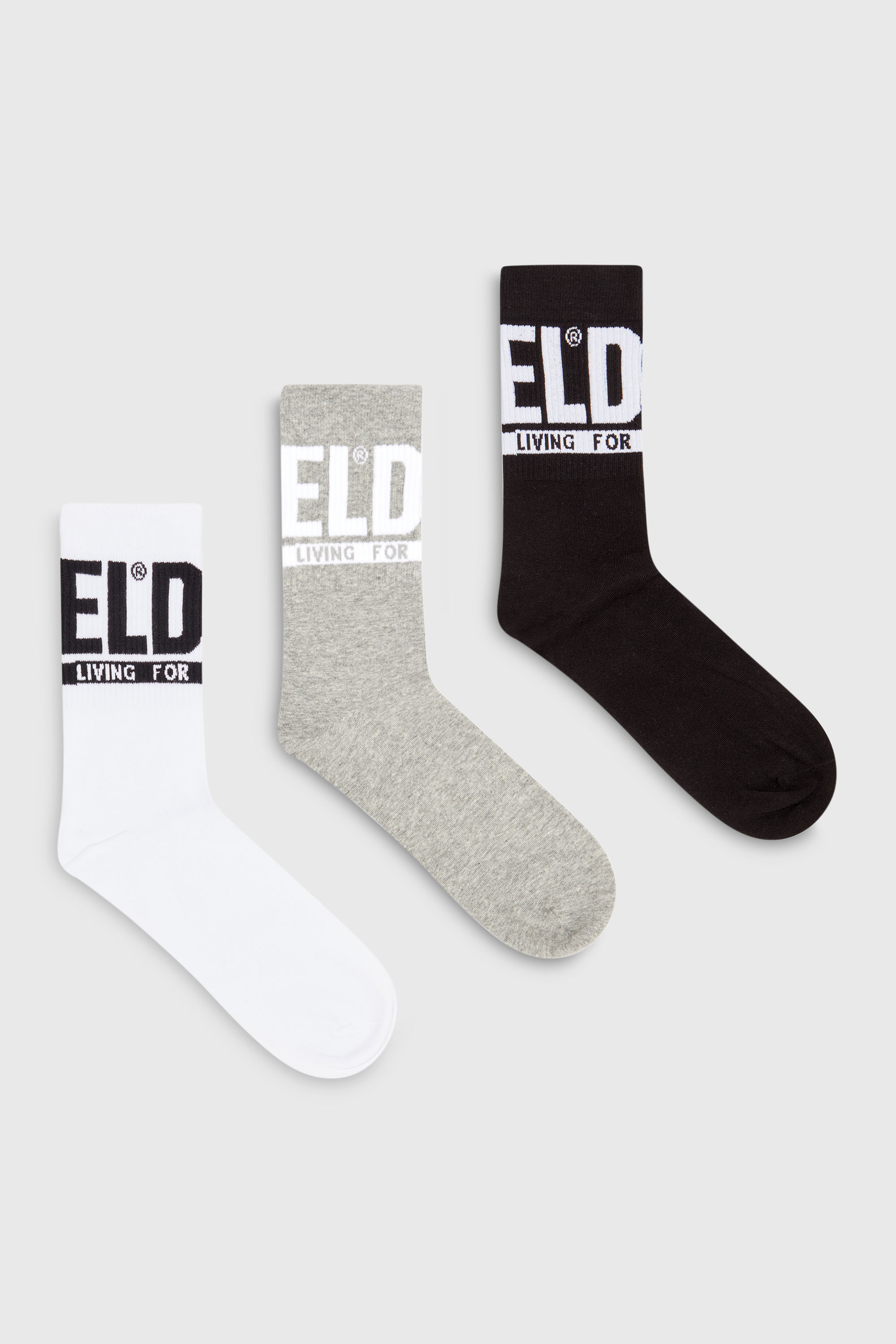Diesel - SKM-RAY-THREEPACK, Man's Three-pack of logo cuff socks in Black/Grey - 1
