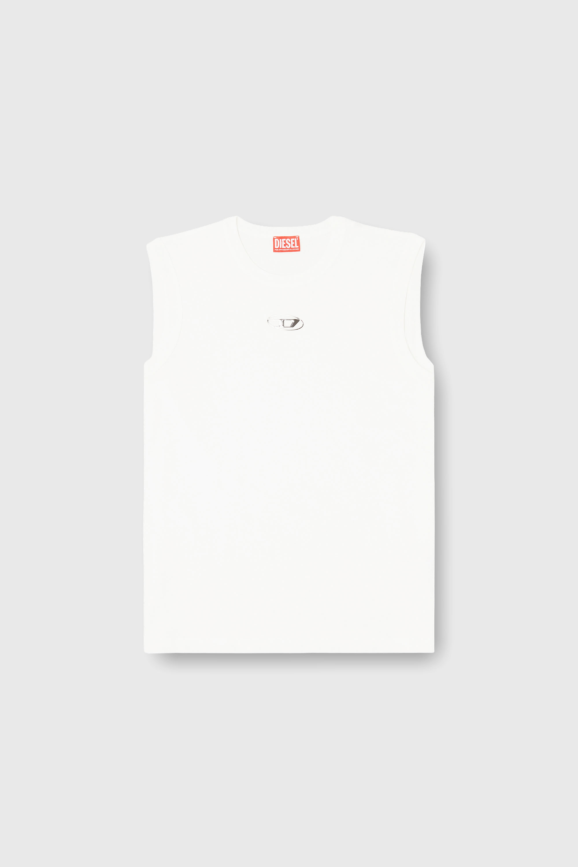 Diesel - T-BISCO-IOD, Man's Cotton tank top with metallic Oval D in White - 2
