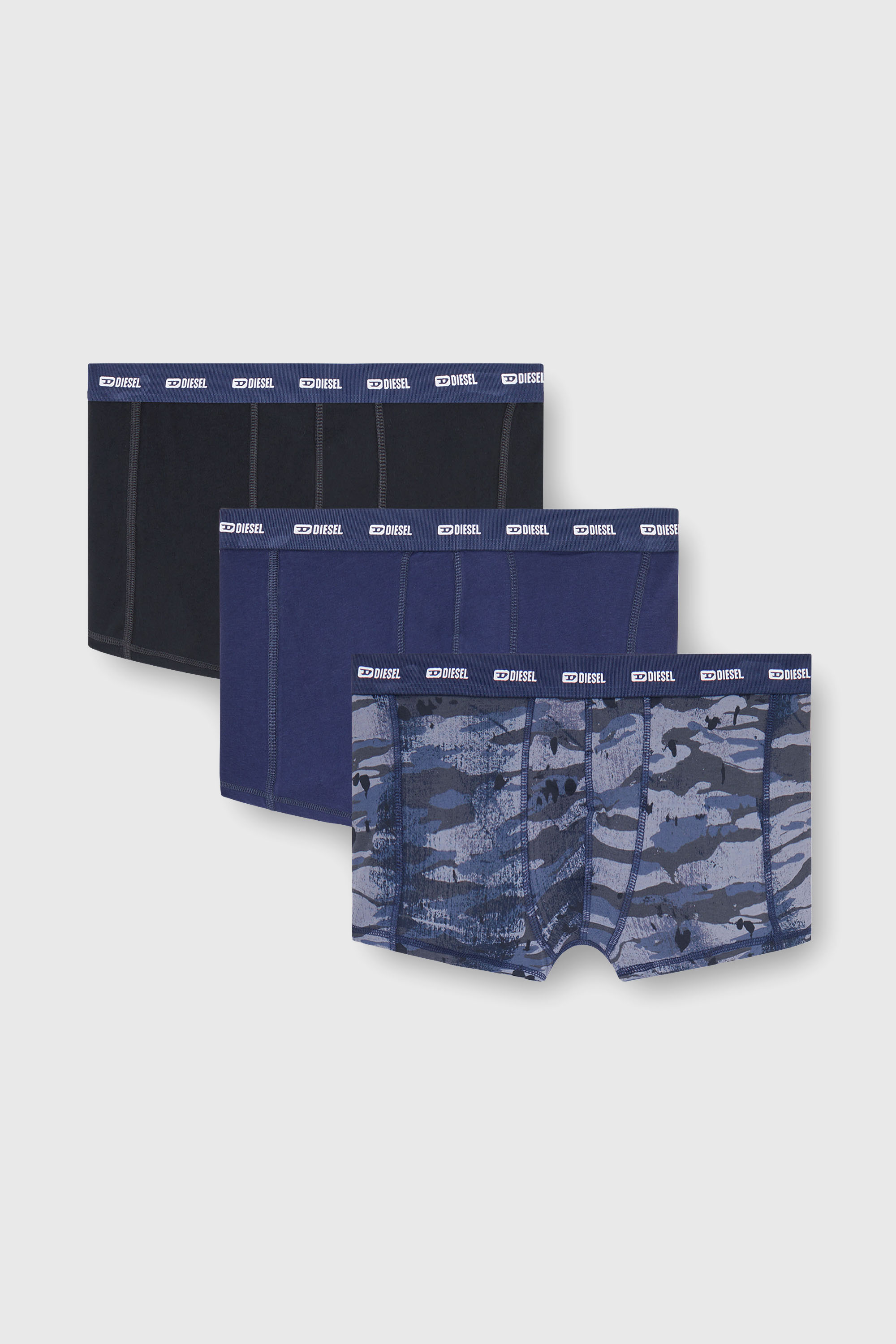 Diesel - DAMIEN-UTLT-3PACK, Man's Three-pack of boxer briefs plain and camo in Blue/Black - 2