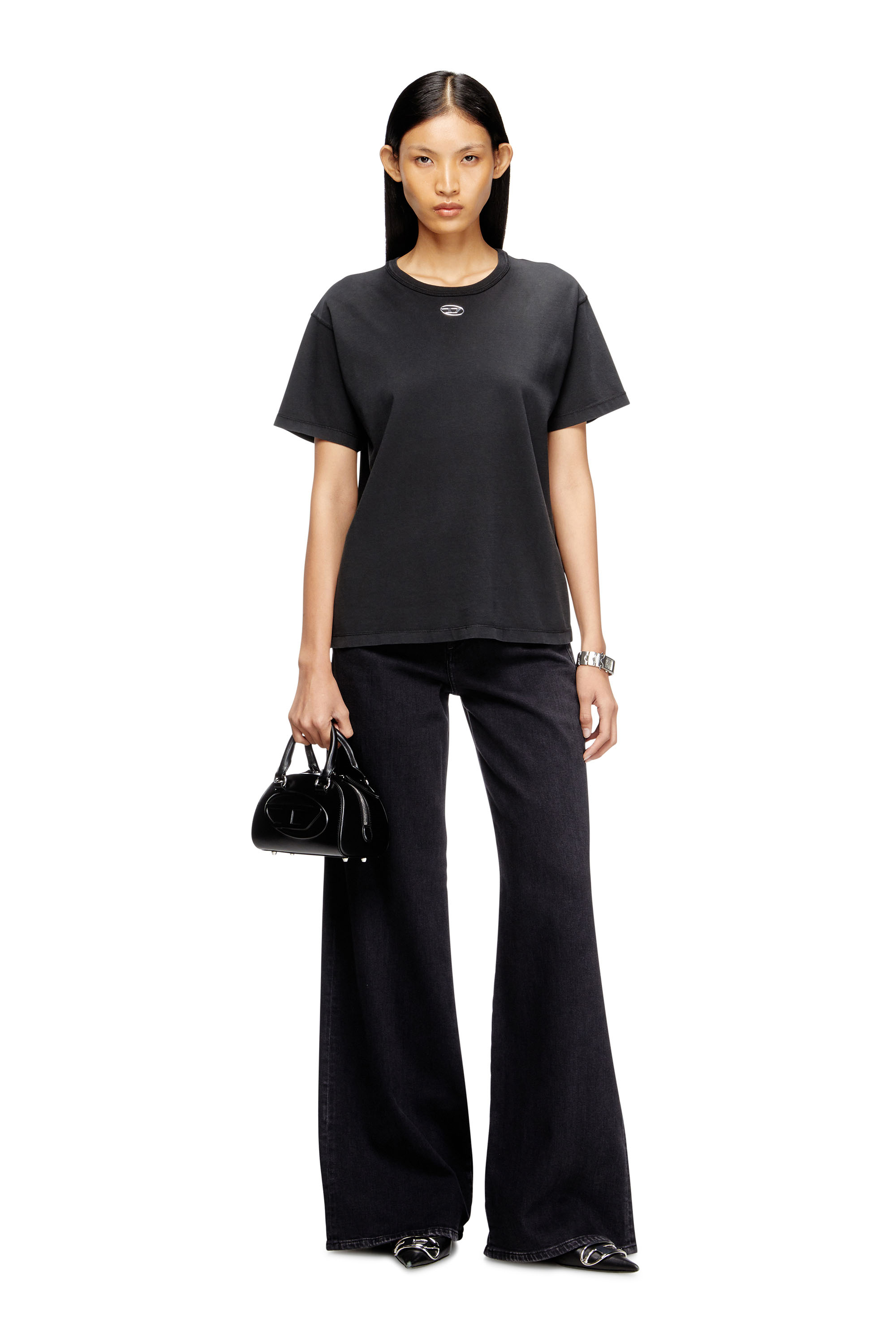 Diesel - T-NORMY-OD-S1, Woman's Cotton T-shirt with metallic Oval D in null - 2