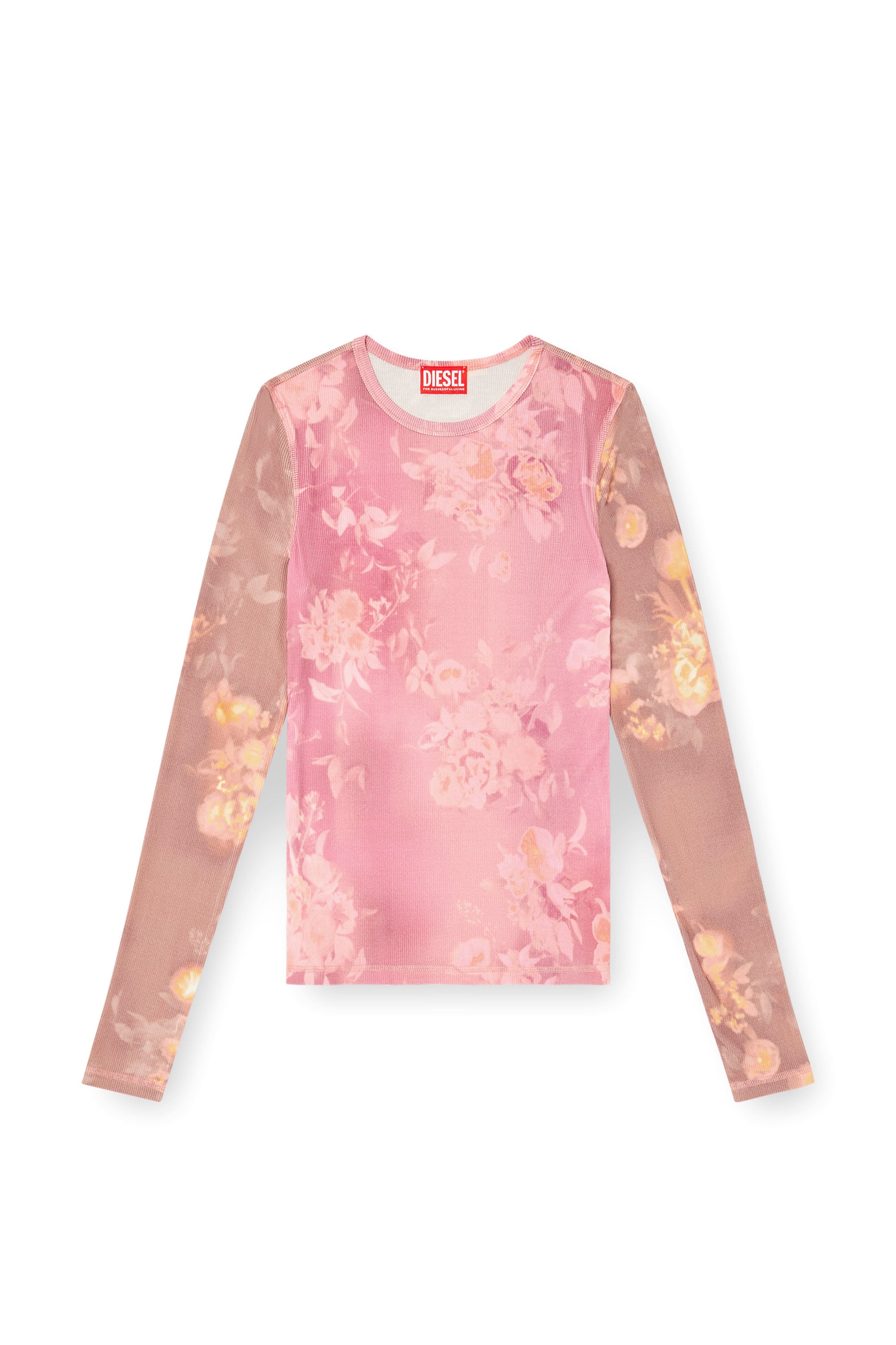 Diesel - T-MOKY-LS, Woman's Top in floral-print ribbed jersey in null - 3