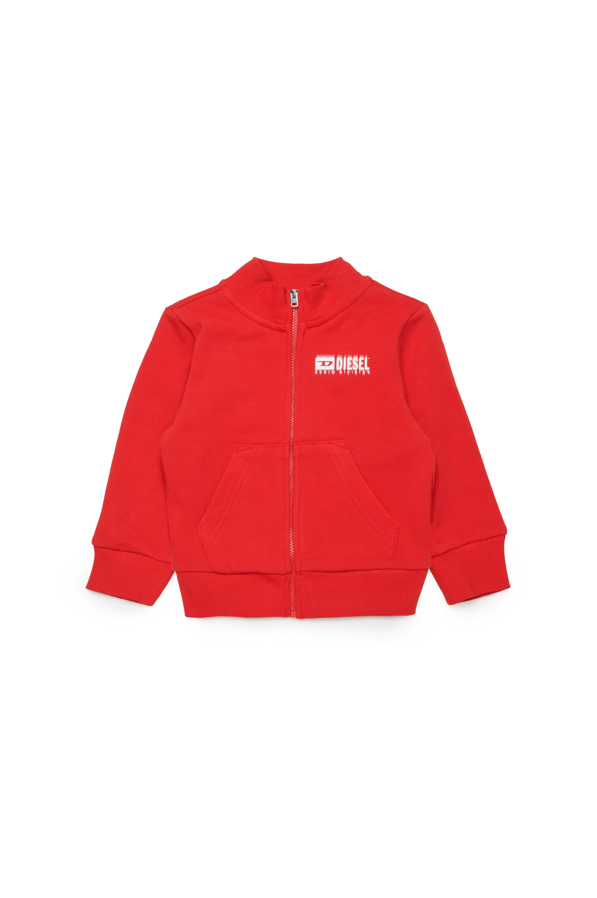 Diesel - SVOUGZIPALB, Unisex's Zipped sweatshirt with smudged logo in Red - 1