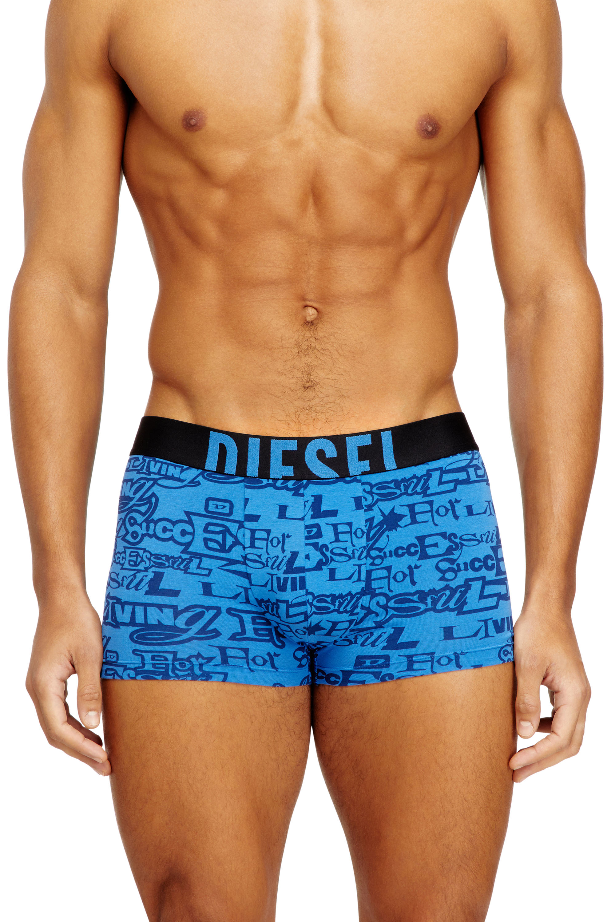 Diesel - DAMIEN-D-POP-3PACK-40, Man's Three-pack cotton trunks with bold logos in Blue/Black - 3