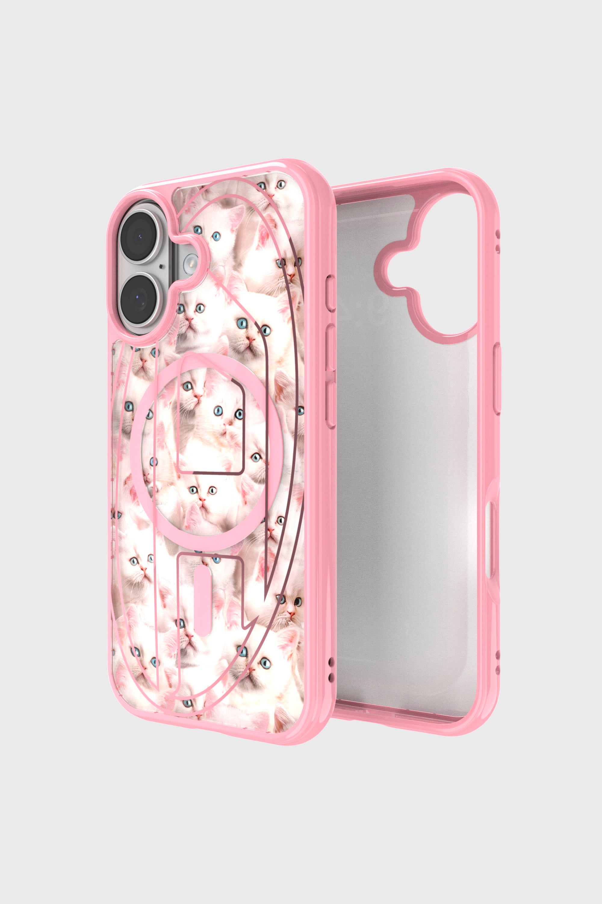 Diesel - 60423 AOP CASE, Unisex's Oval D cats case with magsafe for iPhone 17 in Pink - 1