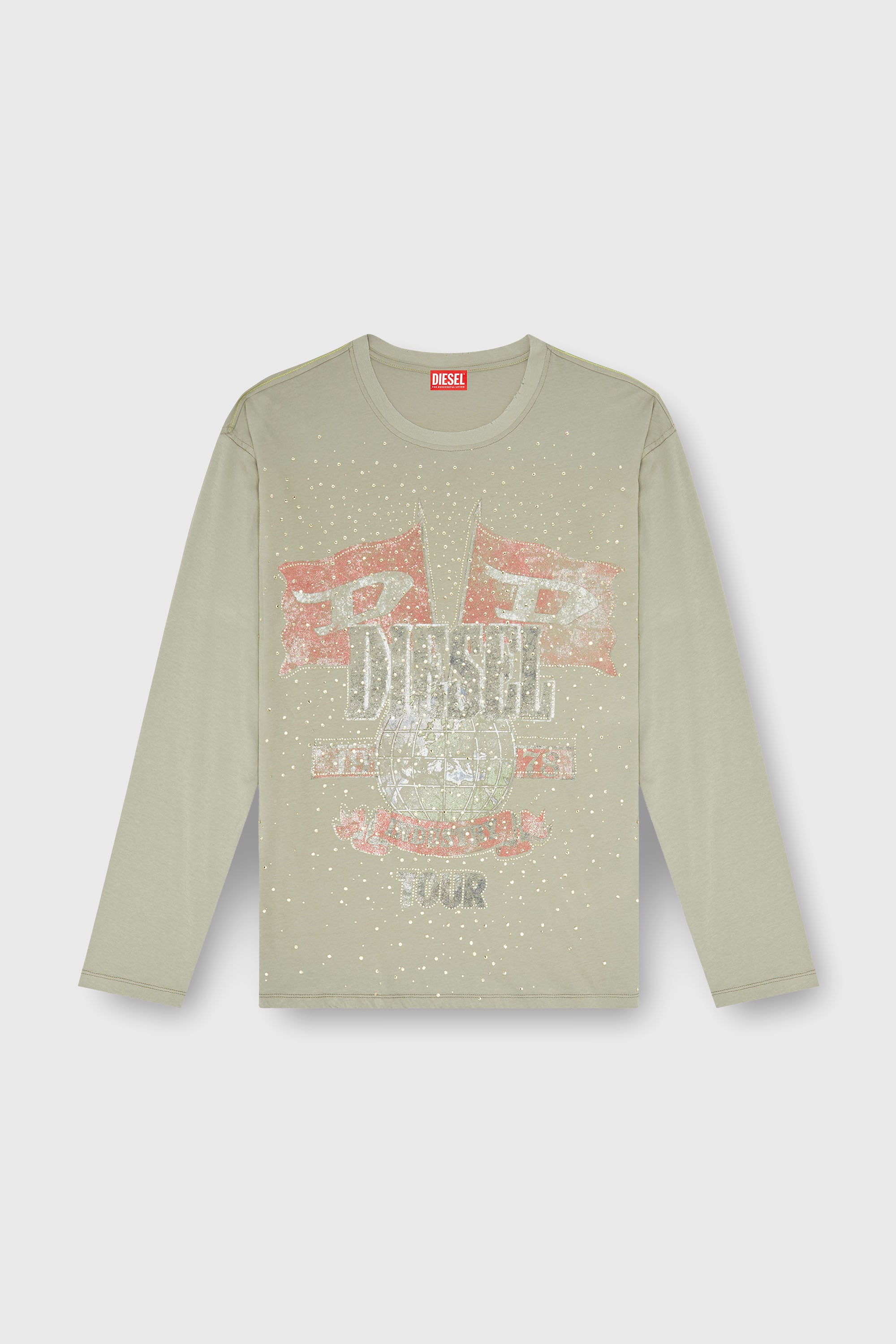 Diesel - T-GERI-LS-A, Man's Long-sleeve T-shirt with concert graphics and crystals in null - 2